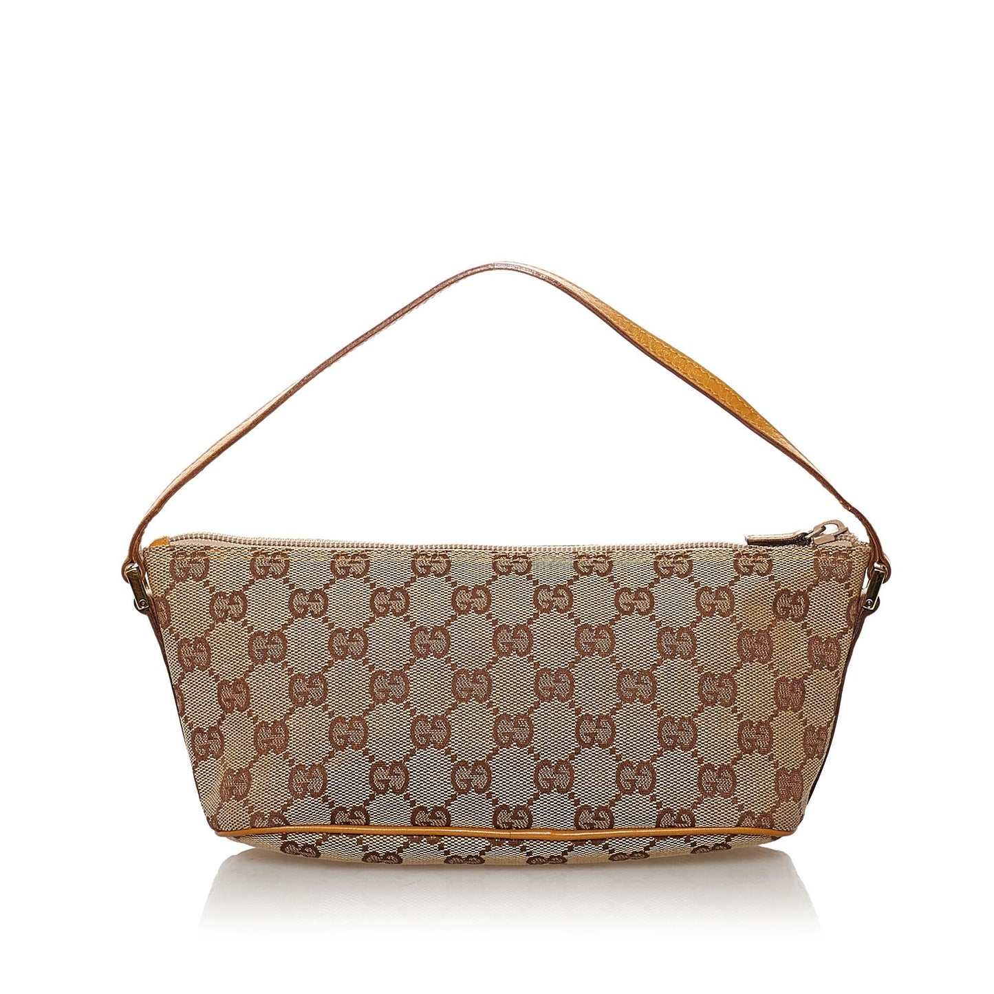 Gucci GG Boat Baguette SHG Canvas Brown Handbag 18