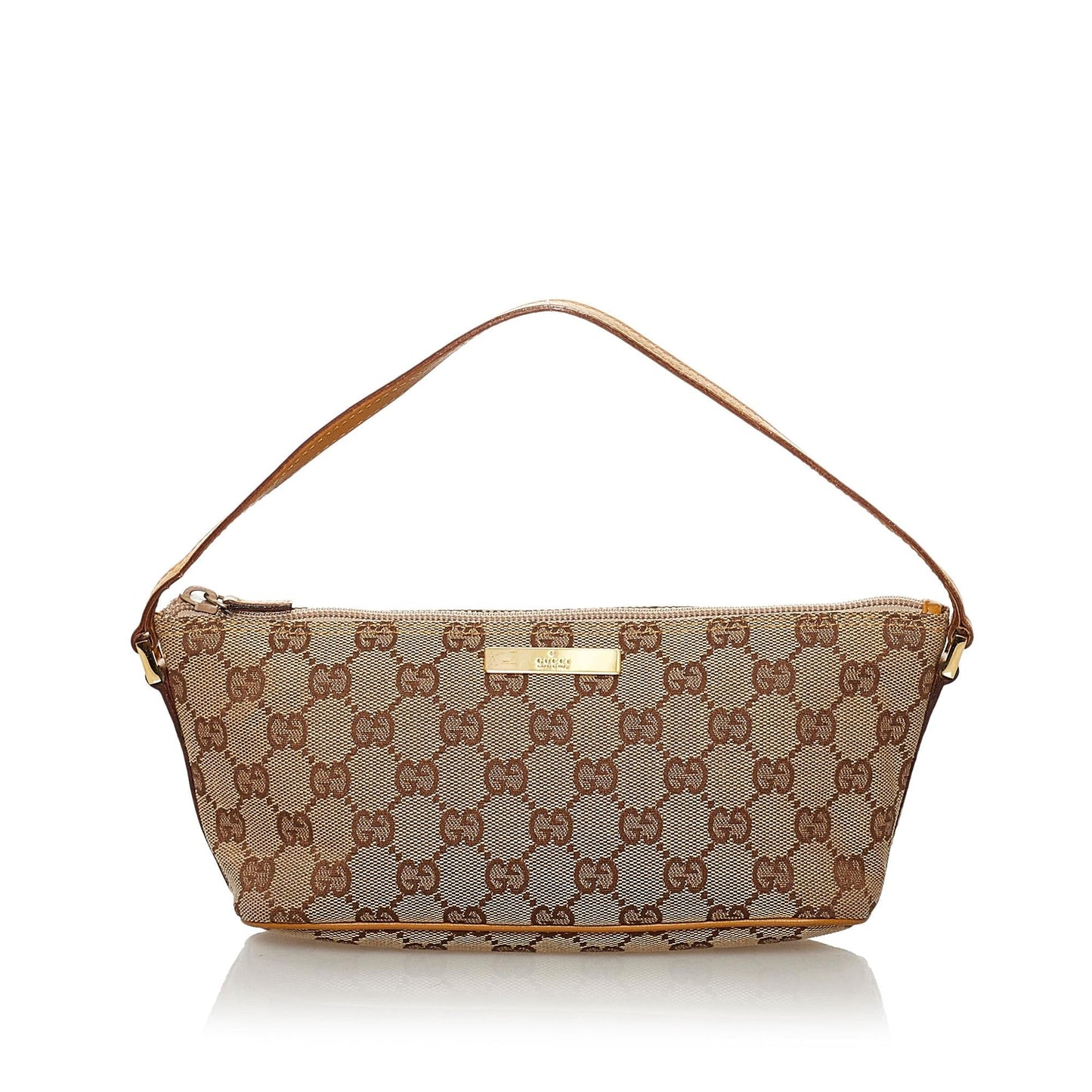 Gucci GG Boat Baguette SHG Canvas Brown Handbag 18