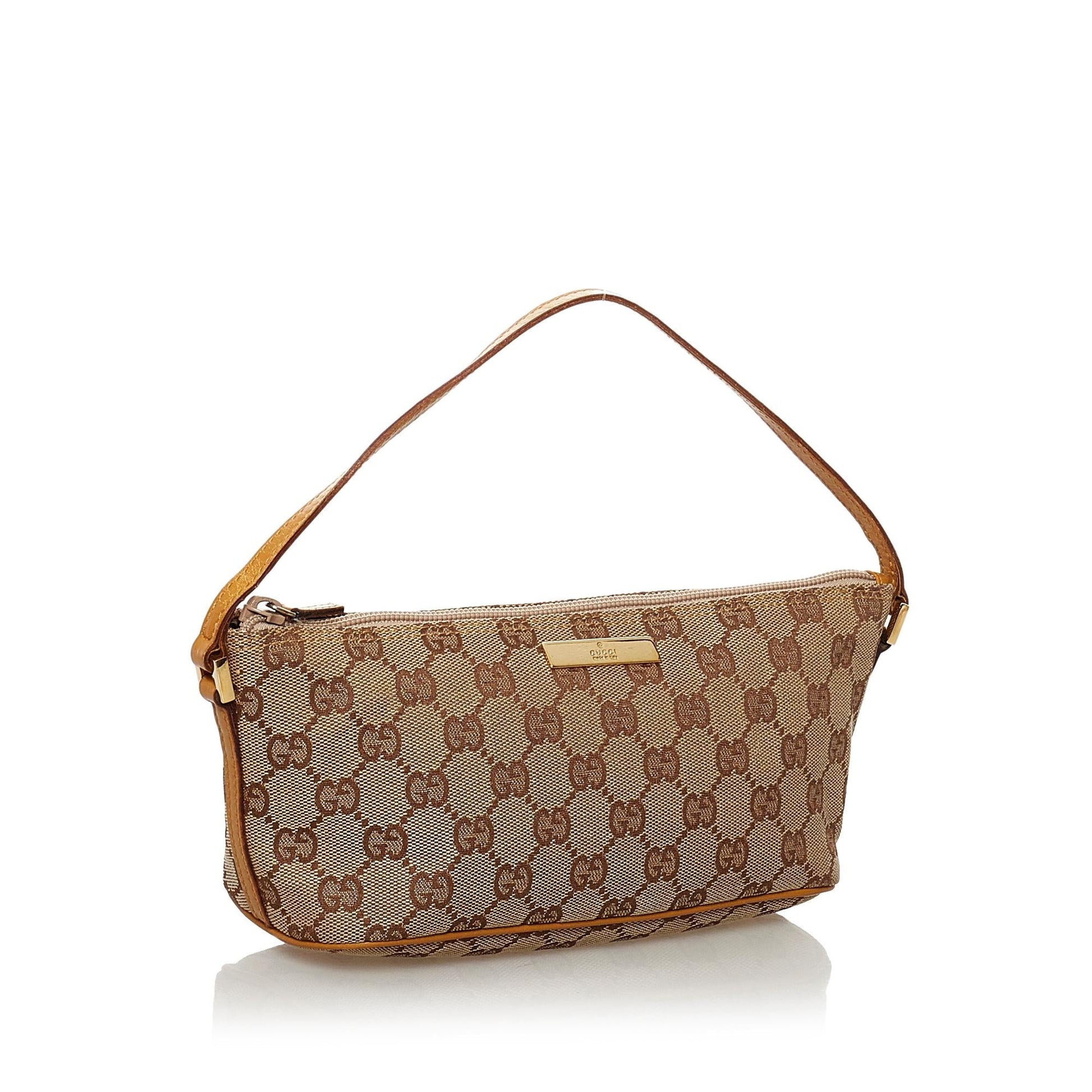 Gucci GG Boat Baguette SHG Canvas Brown Handbag 18