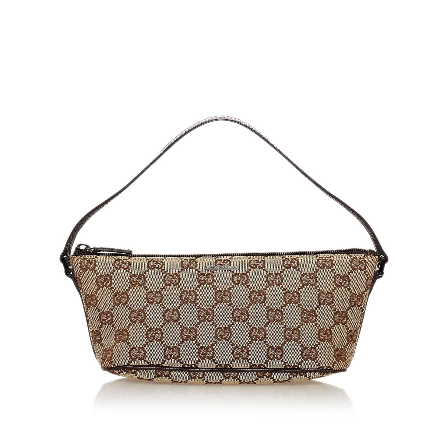 Gucci GG Boat Baguette SHG Canvas Brown Handbag 19