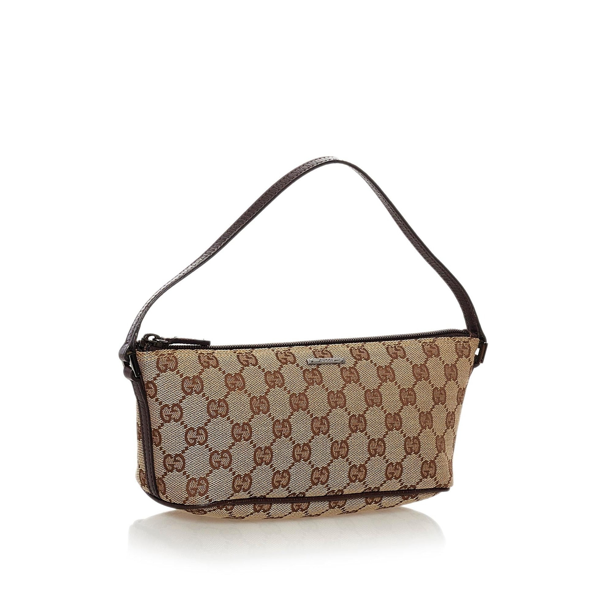 Gucci GG Boat Baguette SHG Canvas Brown Handbag 19