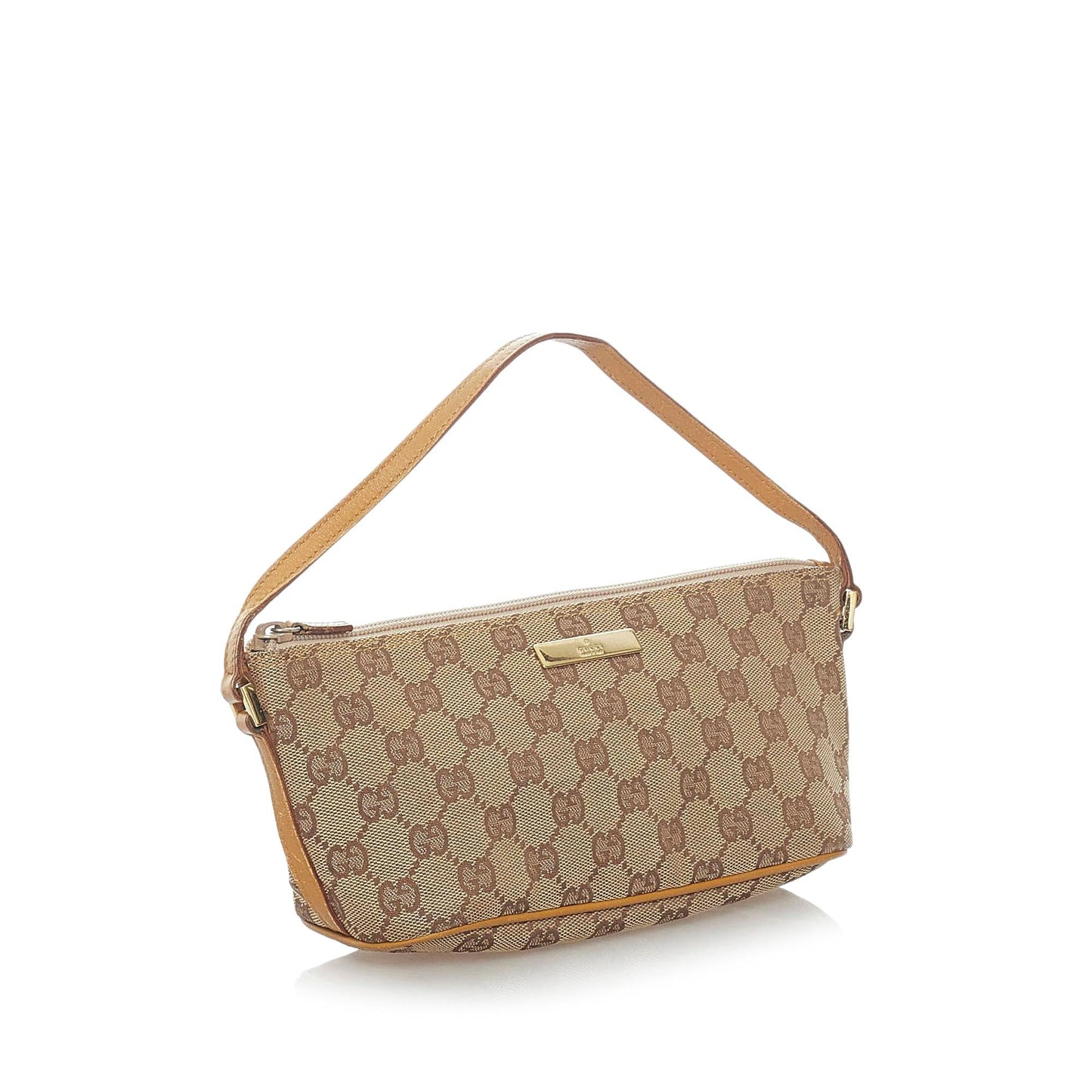 Gucci GG Boat Baguette SHG Canvas Brown Handbag