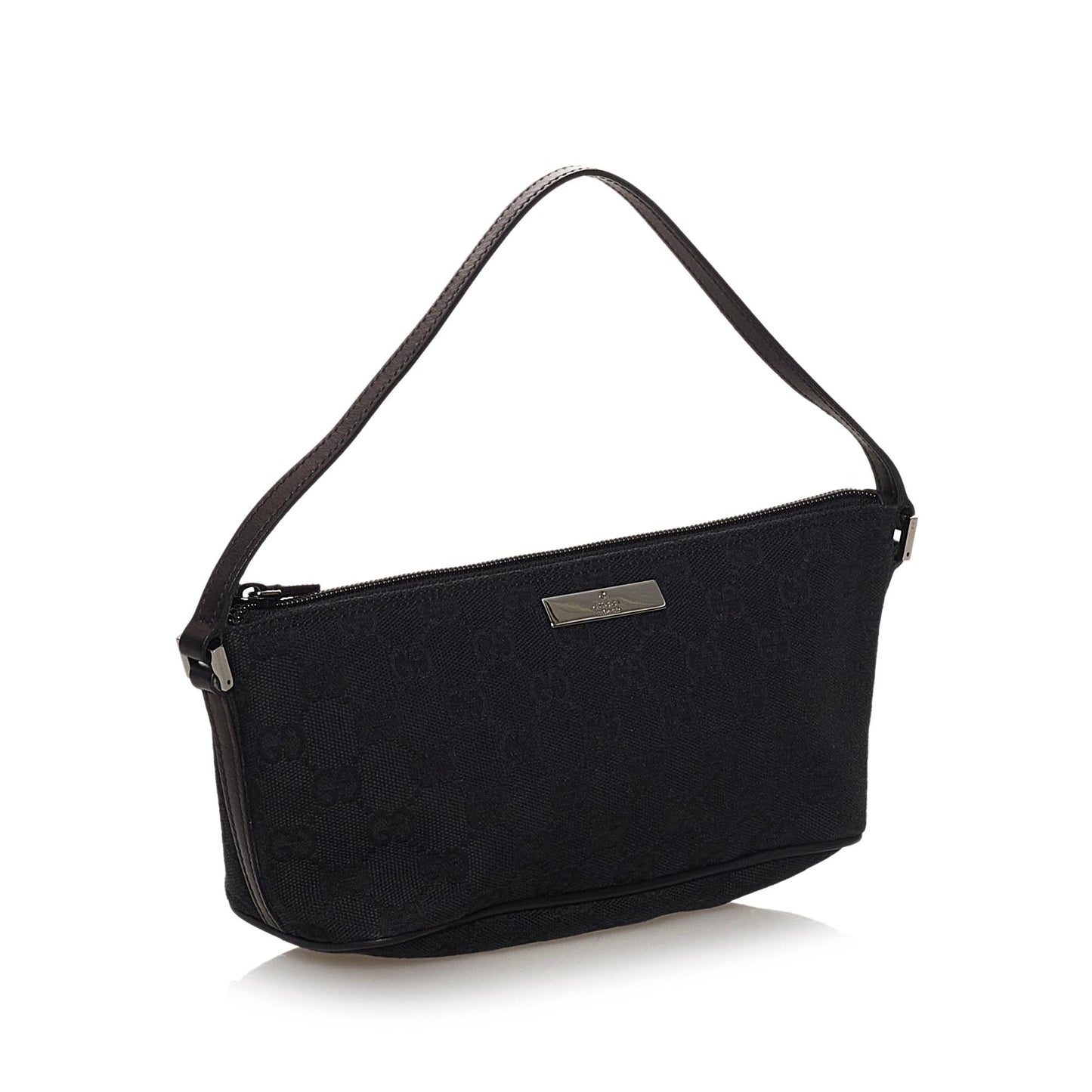 Gucci GG Boat Baguette SHG Canvas Black Handbag