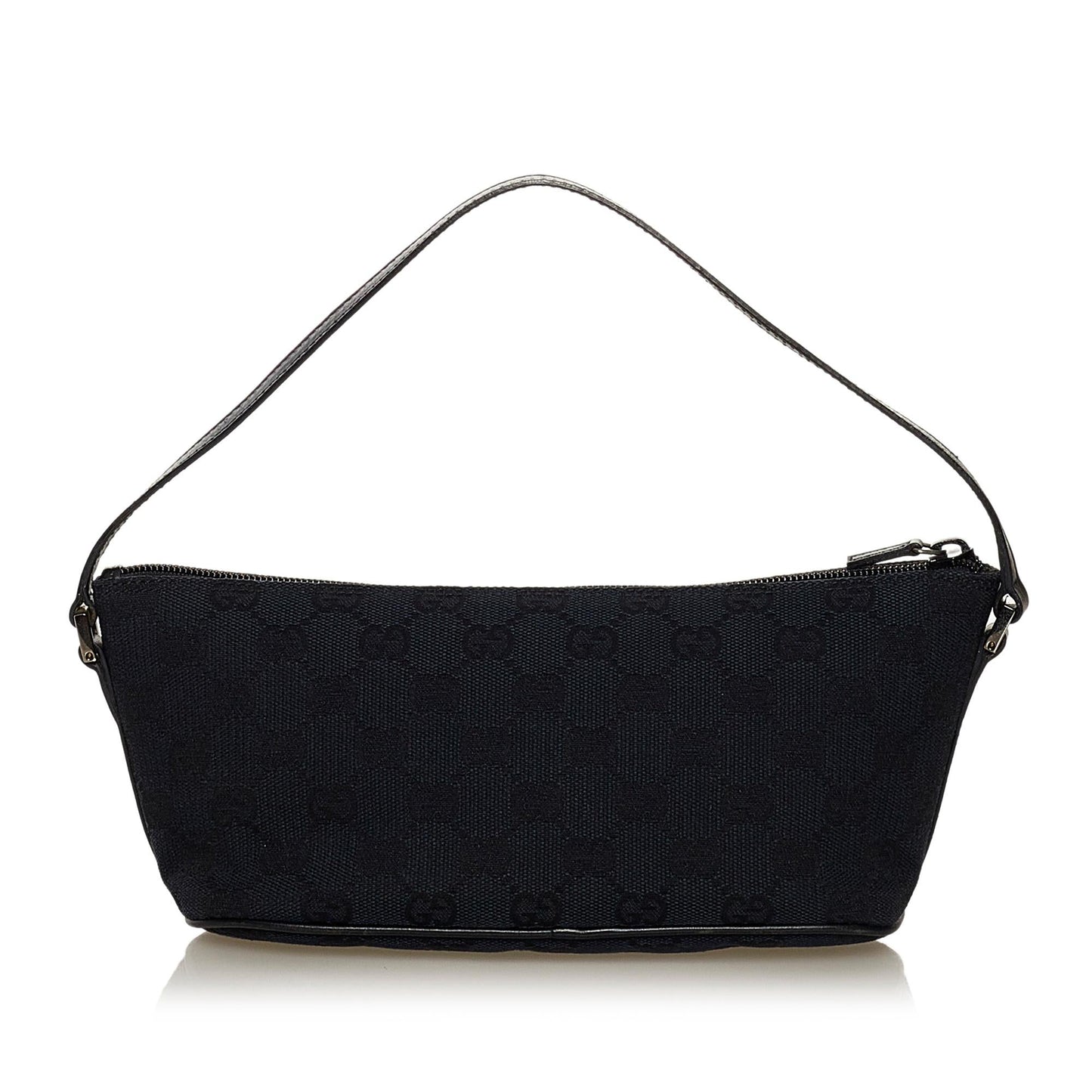 Gucci GG Boat Baguette SHG Canvas Black Handbag Baguette Shg