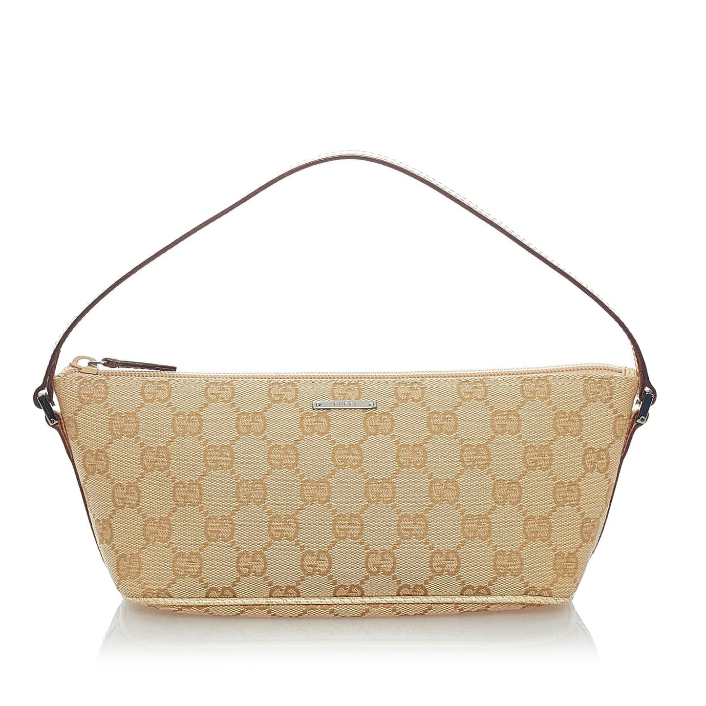 Gucci GG Boat Baguette SHG Canvas Brown Handbag 3