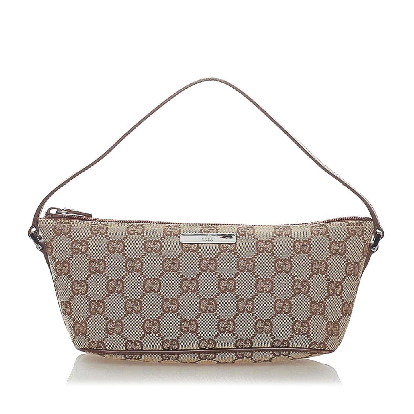 Gucci GG Boat Baguette SHG Canvas Brown Handbag 4