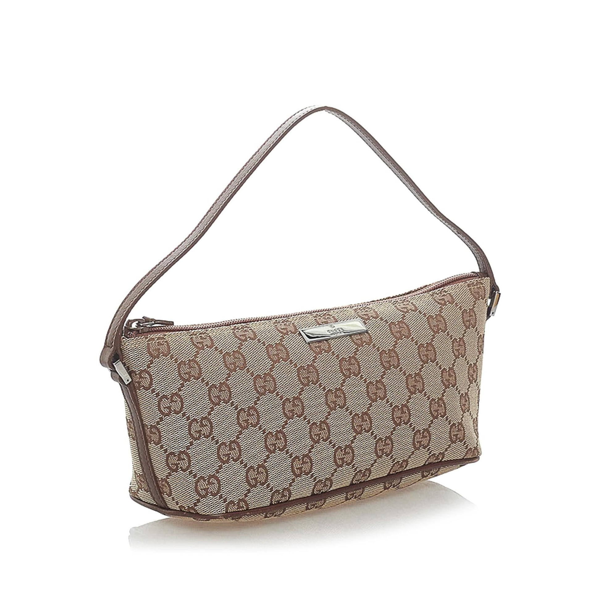 Gucci GG Boat Baguette SHG Canvas Brown Handbag 4