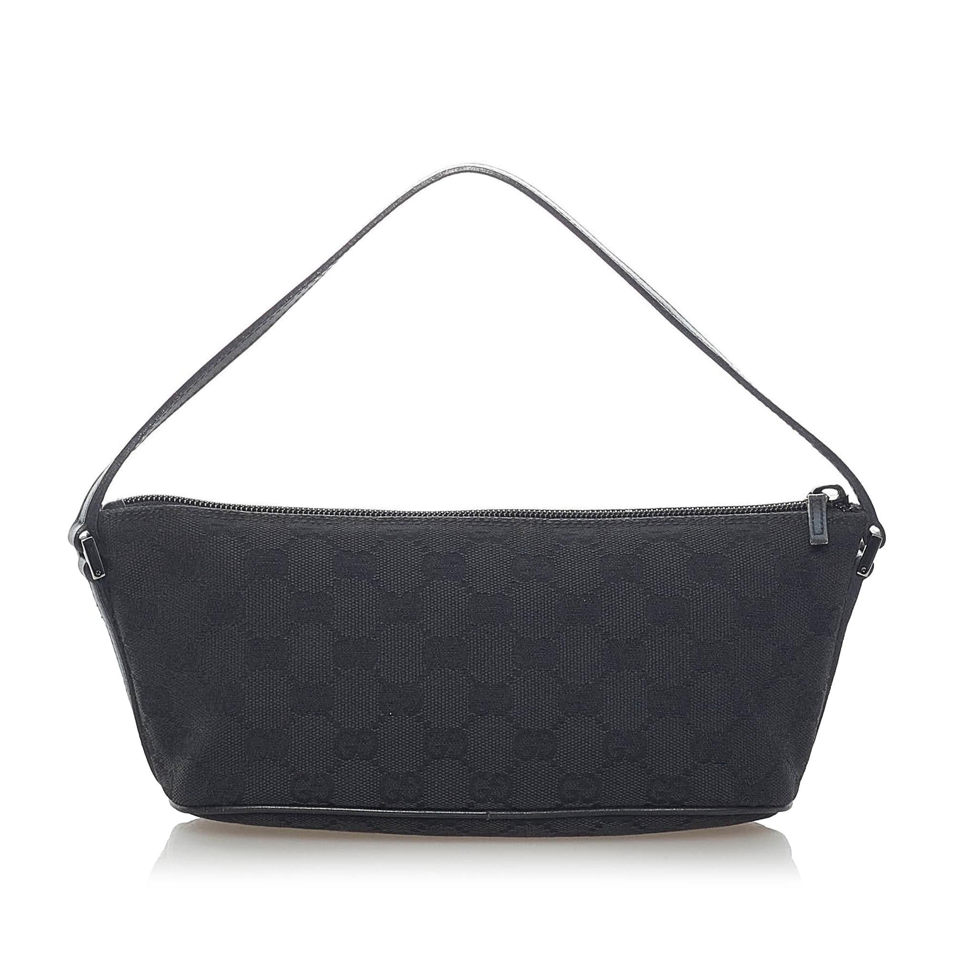 Gucci GG Boat Baguette SHG Canvas Black Handbag 3