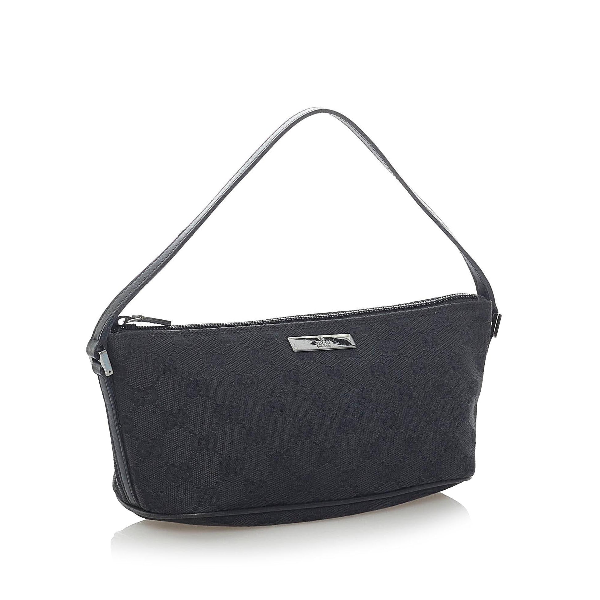 Gucci GG Boat Baguette SHG Canvas Black Handbag 3