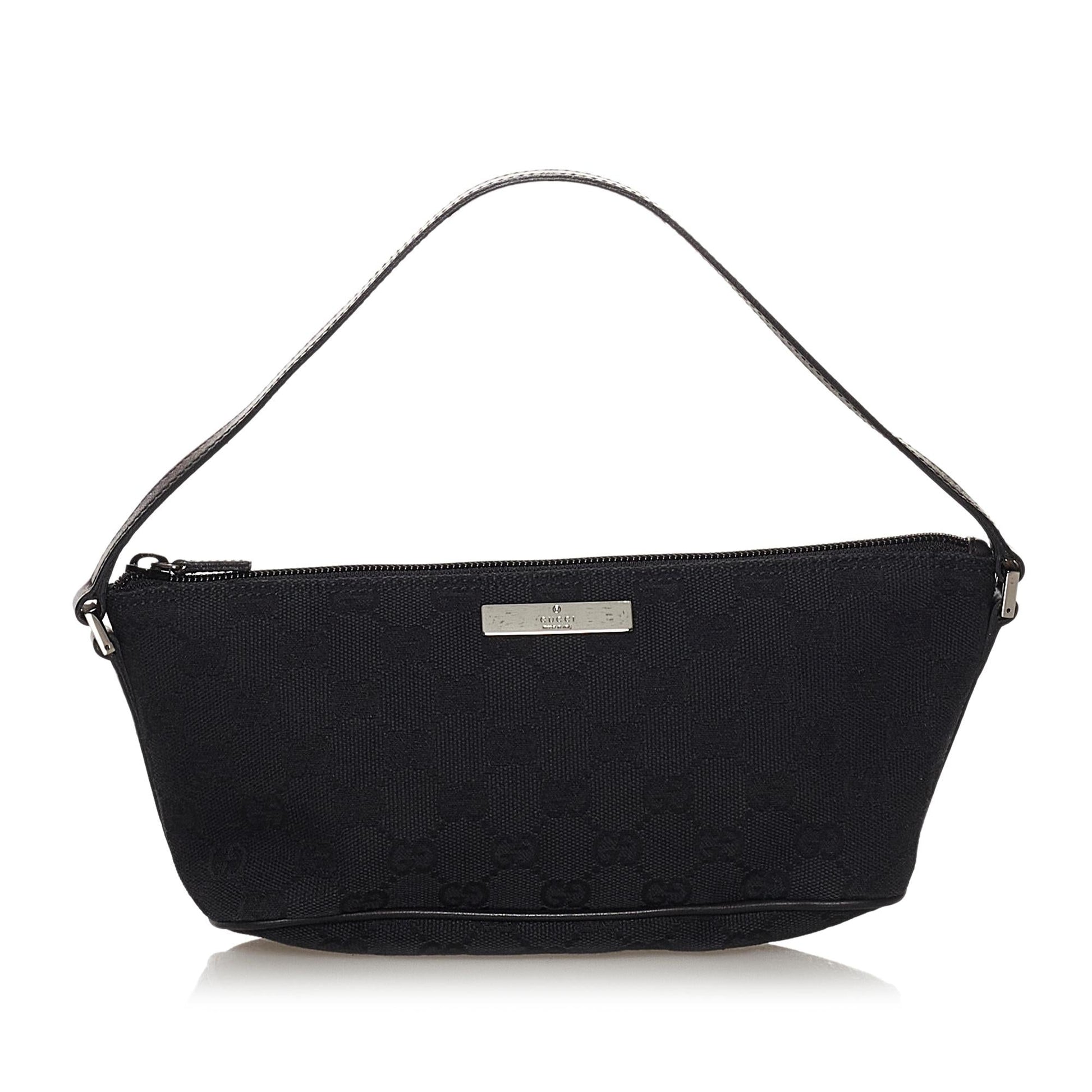 Gucci GG Boat Baguette SHG Canvas Black Handbag 4