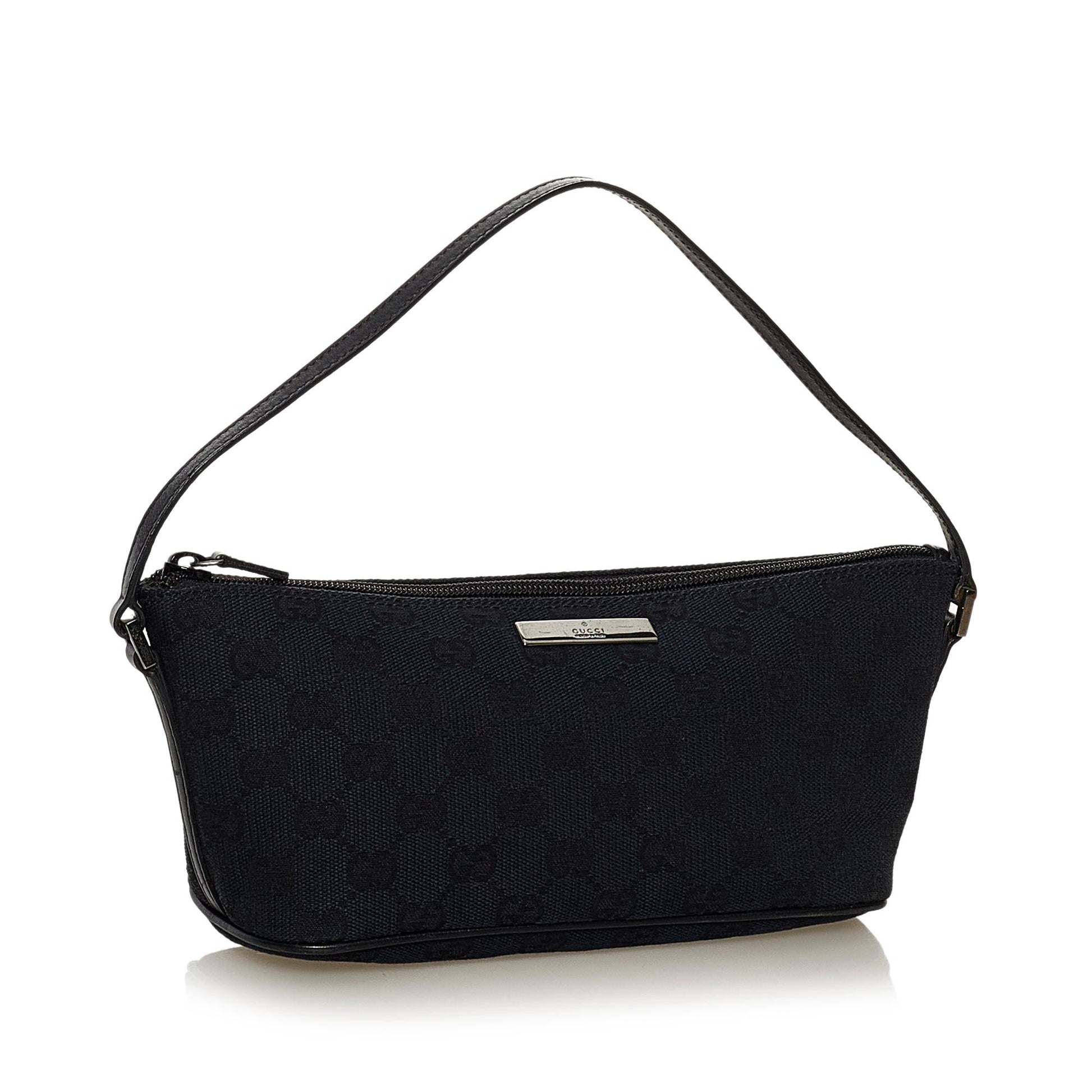 Gucci GG Boat Baguette SHG Canvas Black Handbag 5