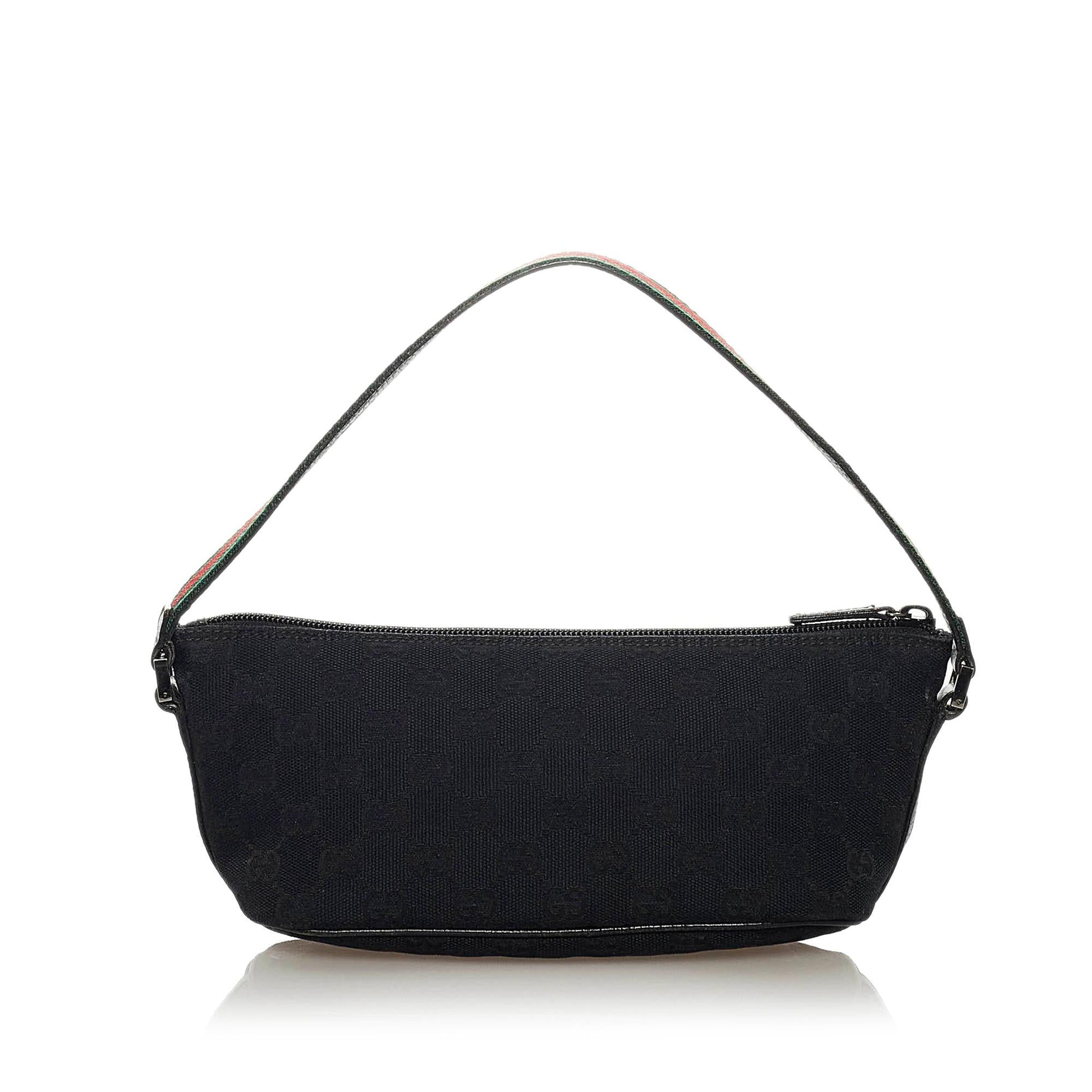 Gucci GG Boat Baguette SHG Canvas Black Handbag 6