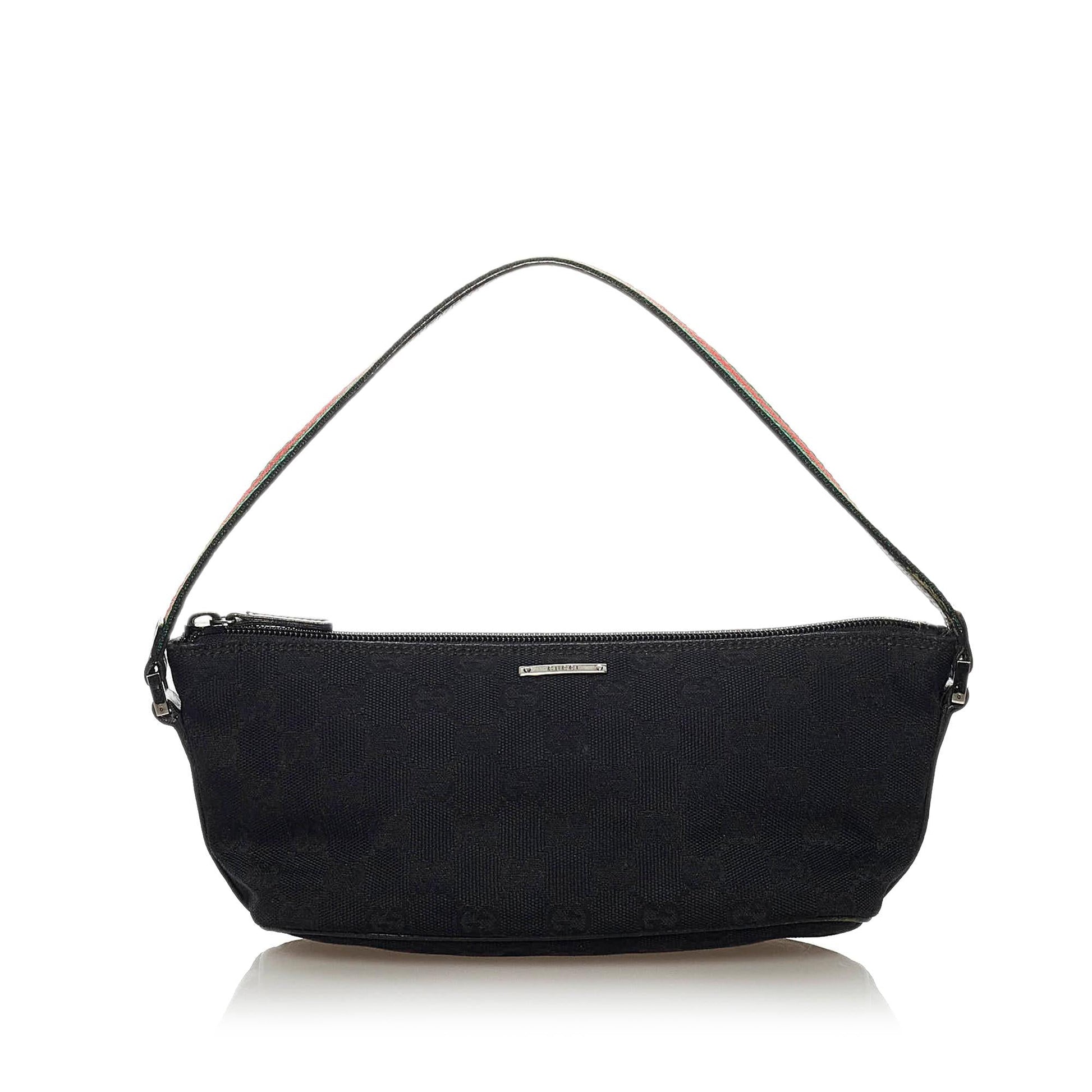 Gucci GG Boat Baguette SHG Canvas Black Handbag 6