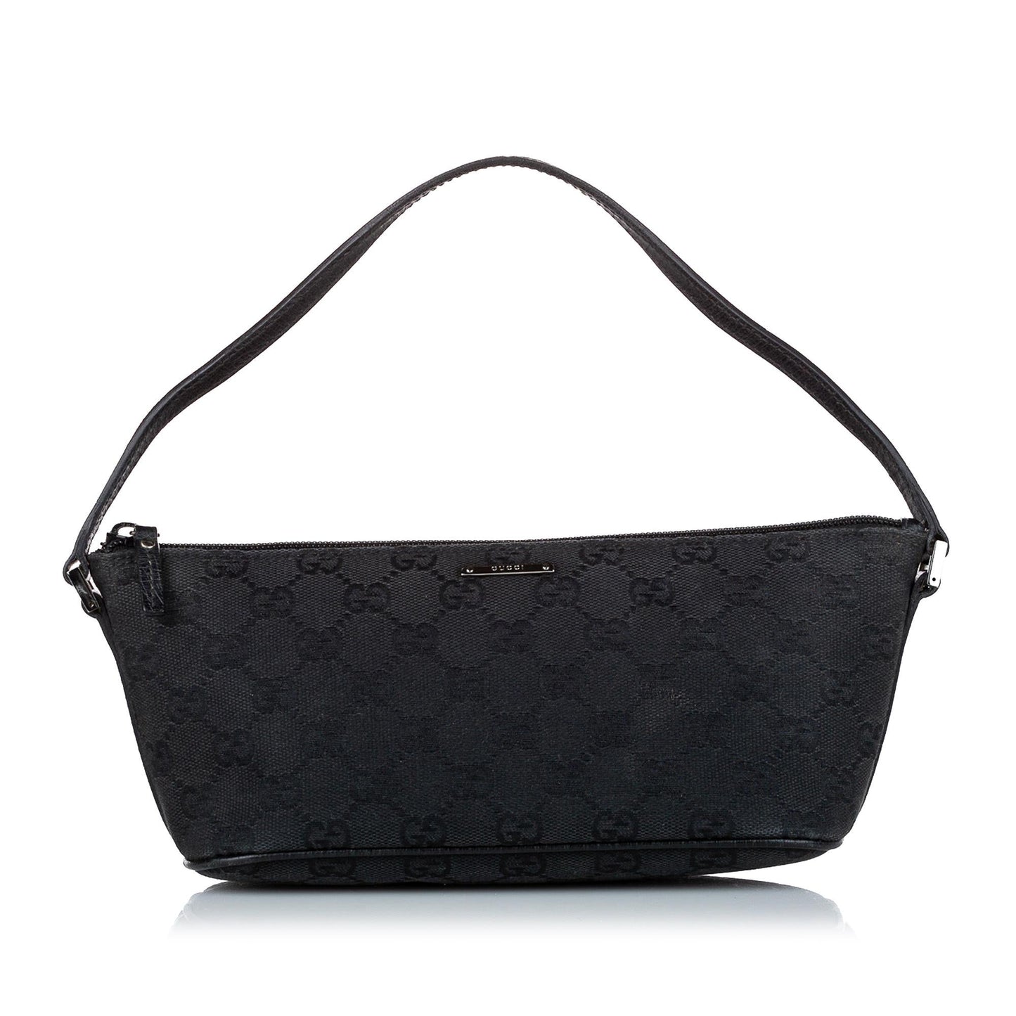 Gucci GG Boat Baguette SHG Canvas Calf Black Handbag