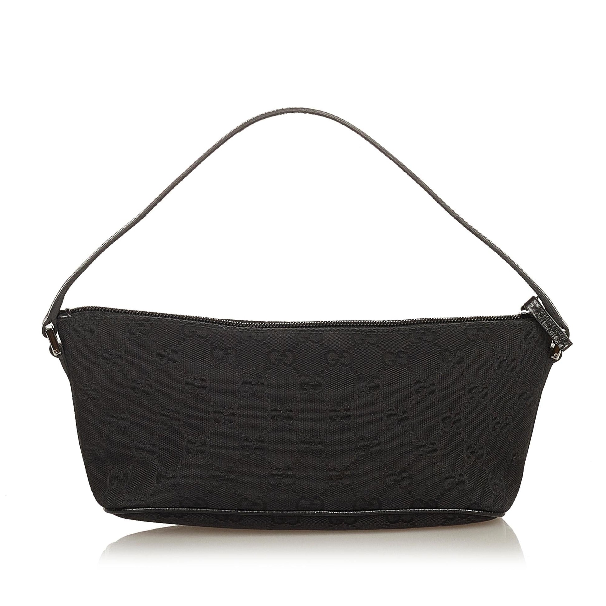 Gucci GG Boat Baguette SHG Canvas Black Handbag 7