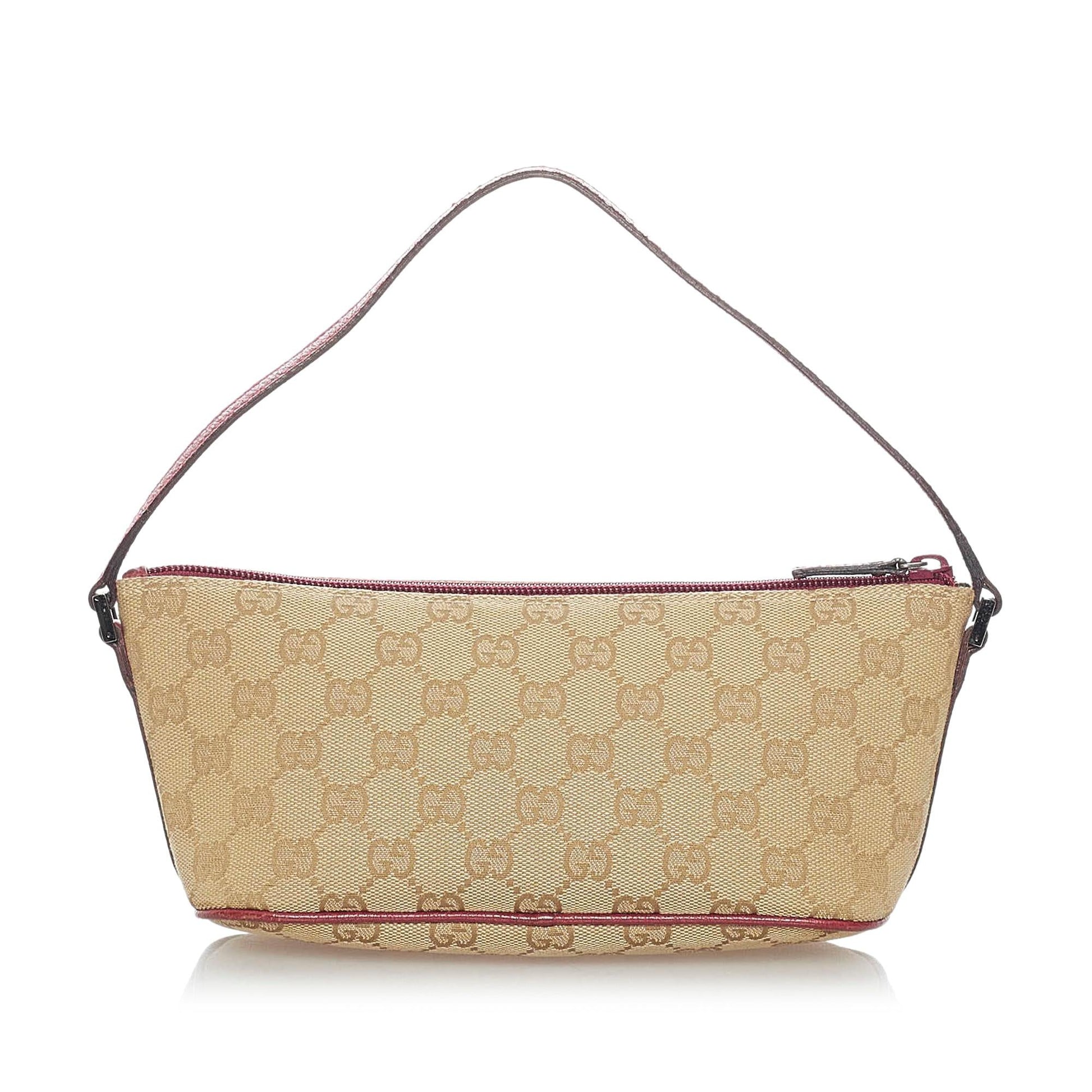 Gucci GG Boat SHG Canvas Brown Handbag 4