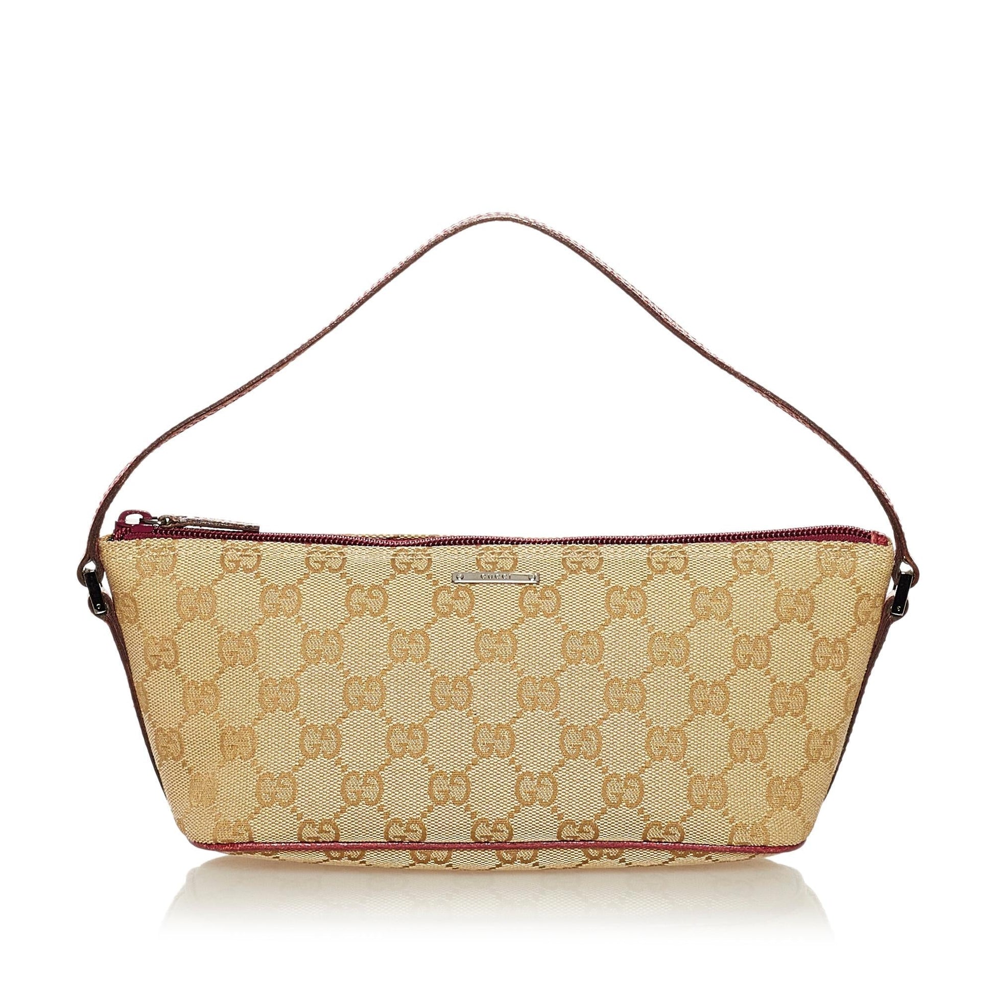 Gucci GG Boat SHG Canvas Brown Handbag