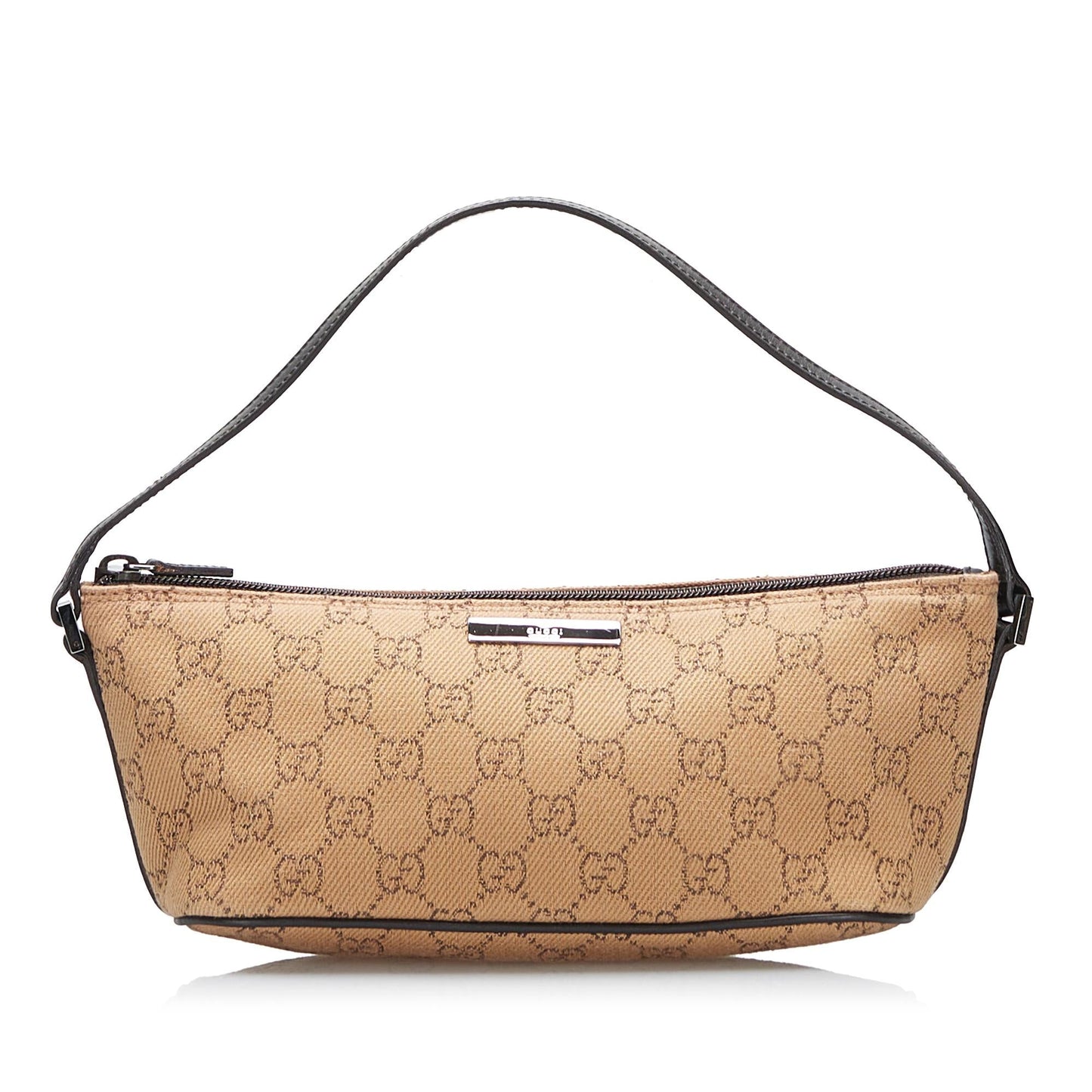 Gucci GG Boat SHG Canvas Calf Brown Handbag