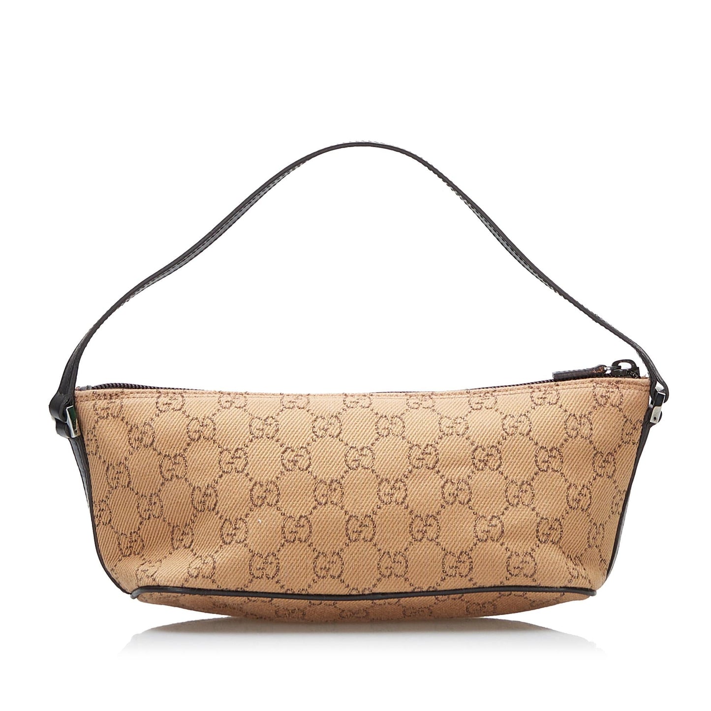 Gucci GG Boat SHG Canvas Calf Brown Handbag
