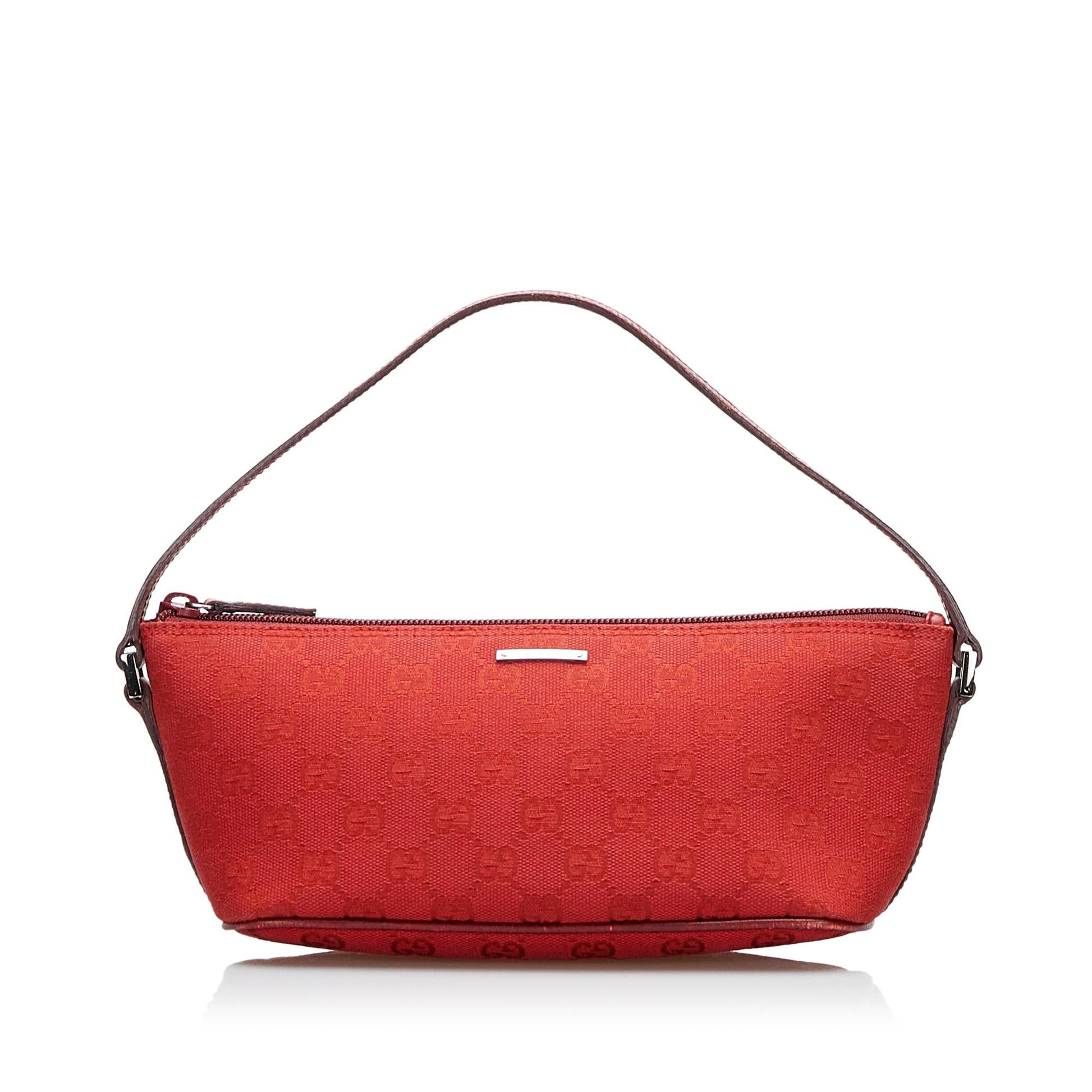 Gucci GG Boat SHG-bOUIld Canvas Red Handbag