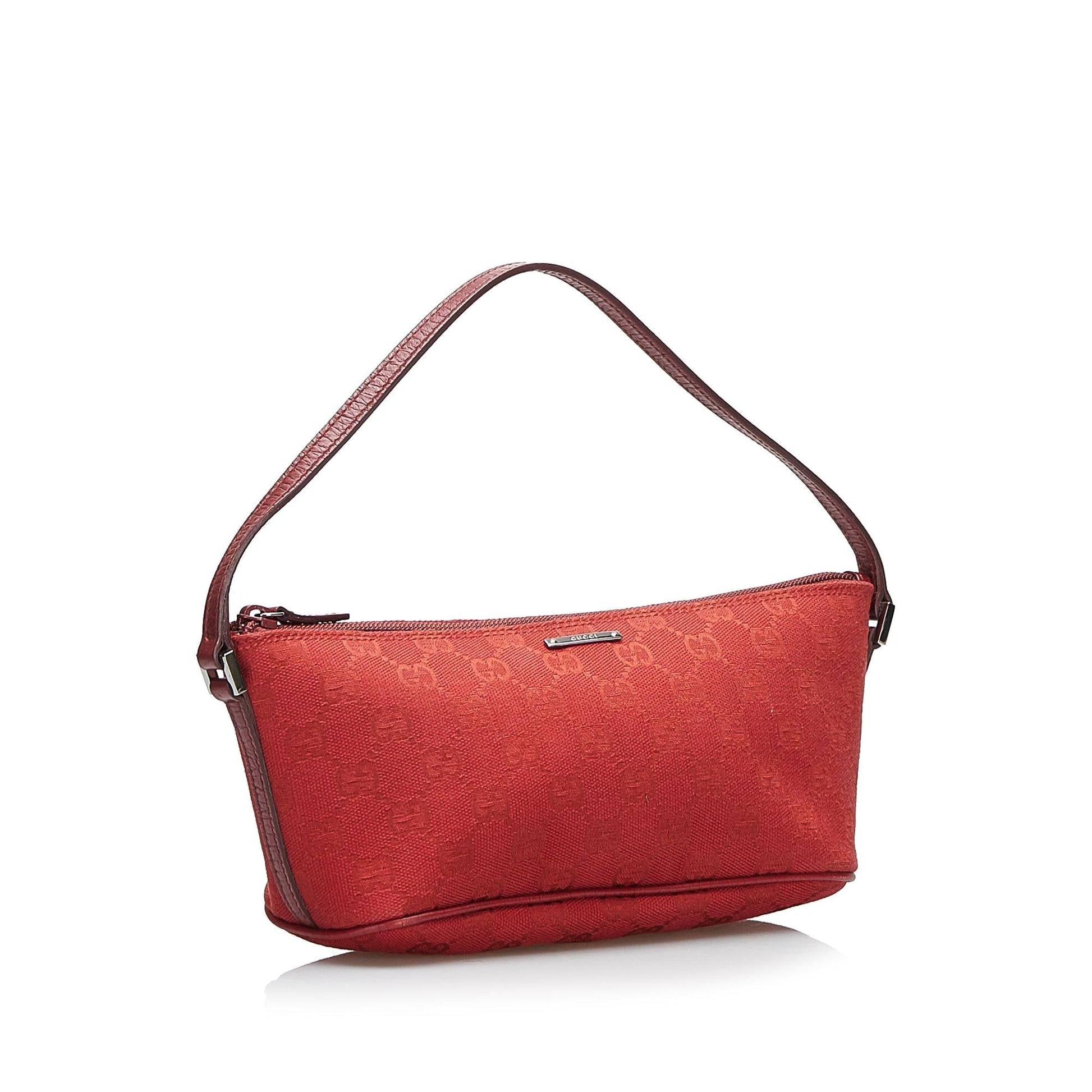 Gucci GG Boat SHG-7QOU6C Canvas Red Handbag