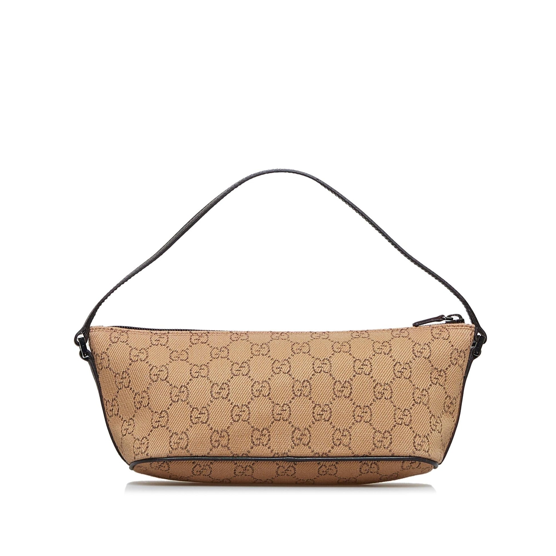 Gucci GG Boat SHG-kJEOe1 Canvas Calf Brown Handbag