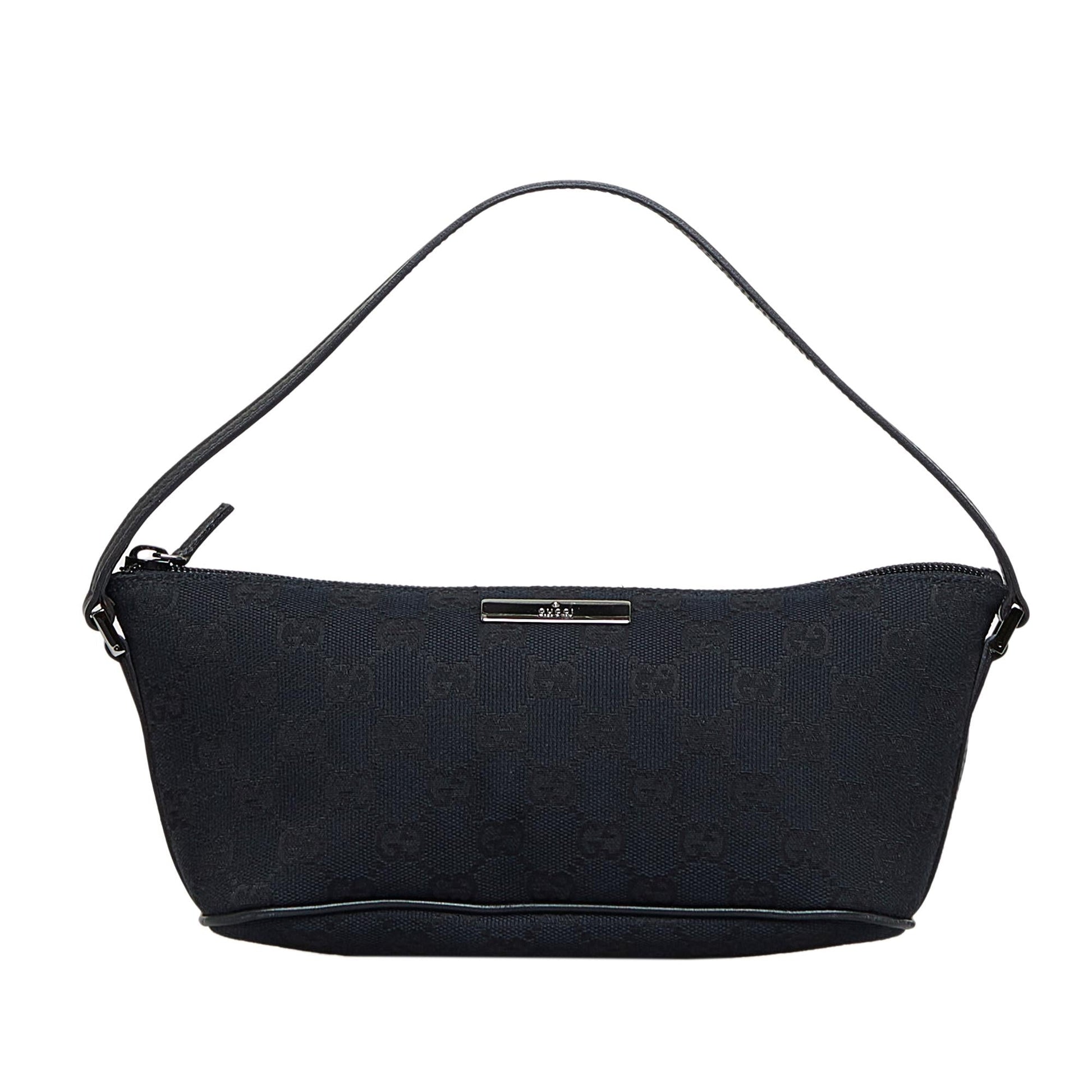 Gucci GG Boat SHG-hJQf4l Canvas Calf Black Handbag