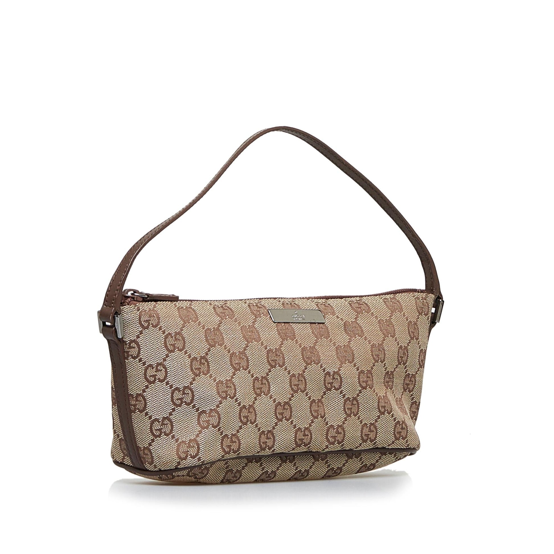 Gucci GG Boat SHG-VYfCJz Canvas Brown Handbag
