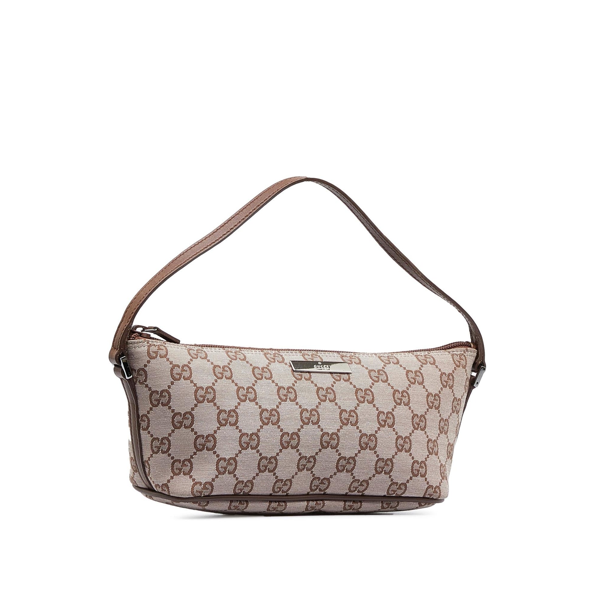 Gucci GG Boat SHG-peR5k2 Canvas Calf Brown Handbag