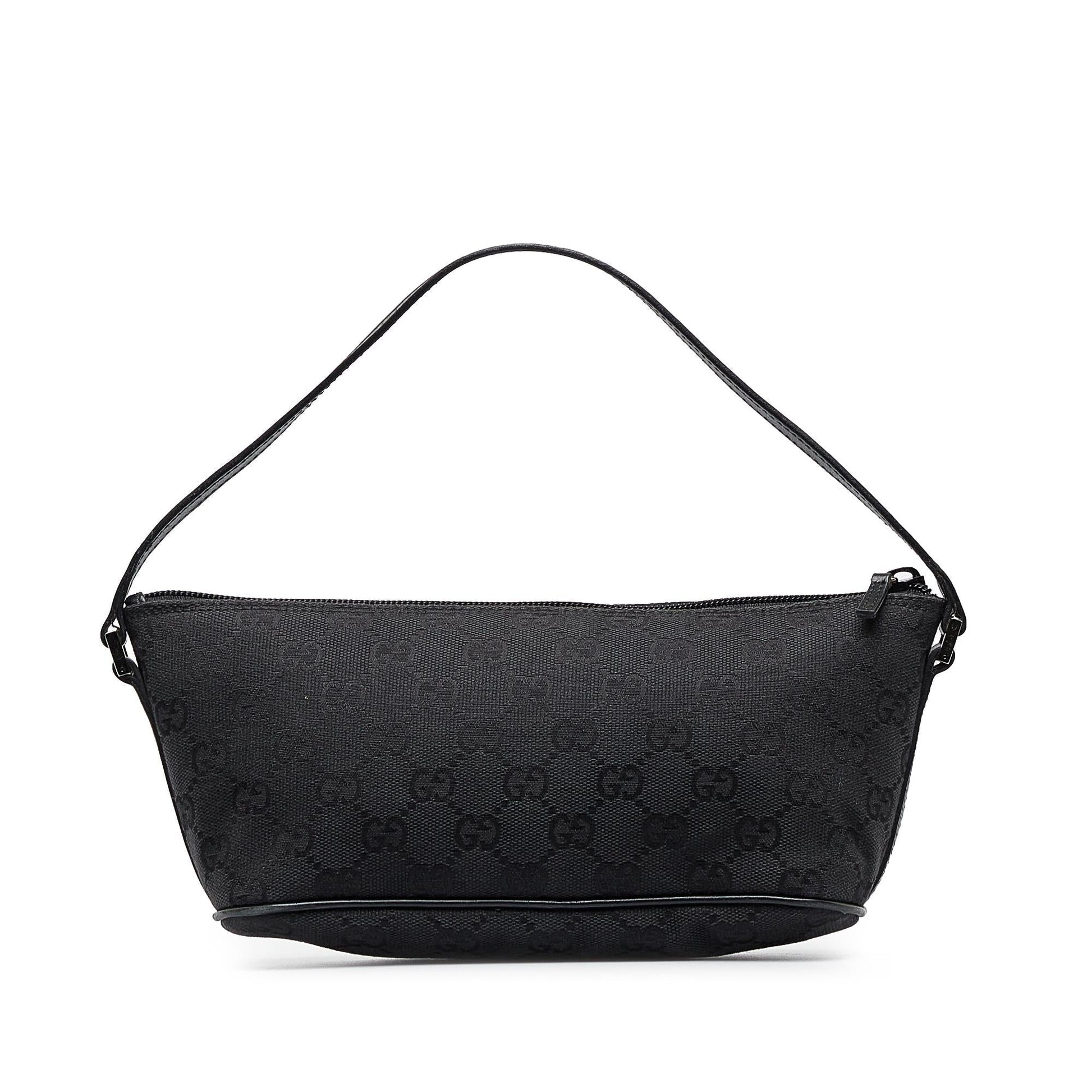 Gucci GG Boat SHG-OVuSIN Canvas Calf Black Handbag