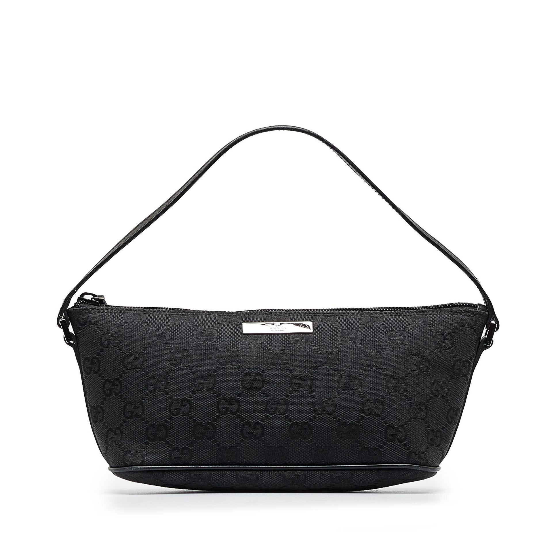 Gucci GG Boat SHG-OVuSIN Canvas Calf Black Handbag