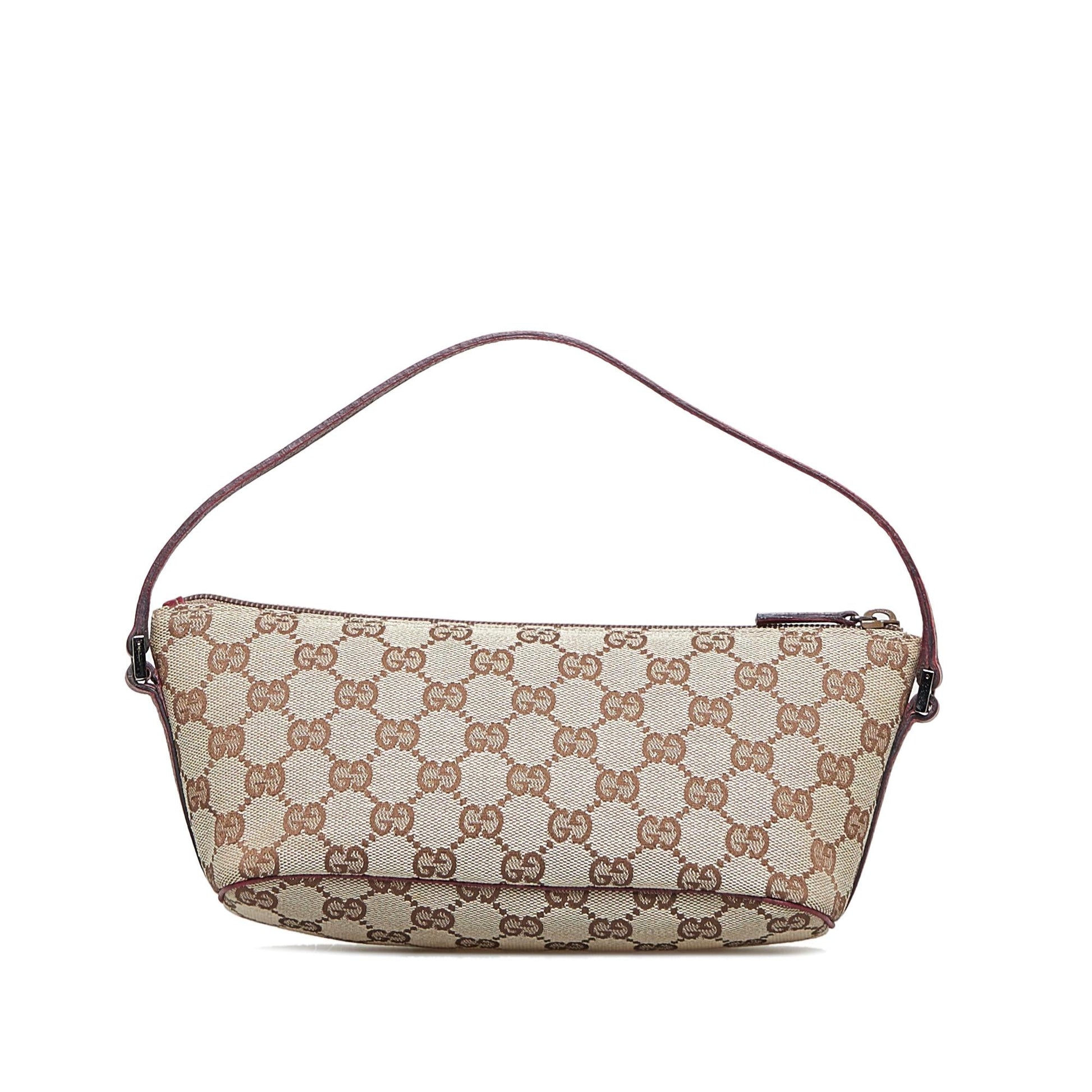 Gucci GG Boat SHG-cLyW1a Canvas Calf Brown Handbag