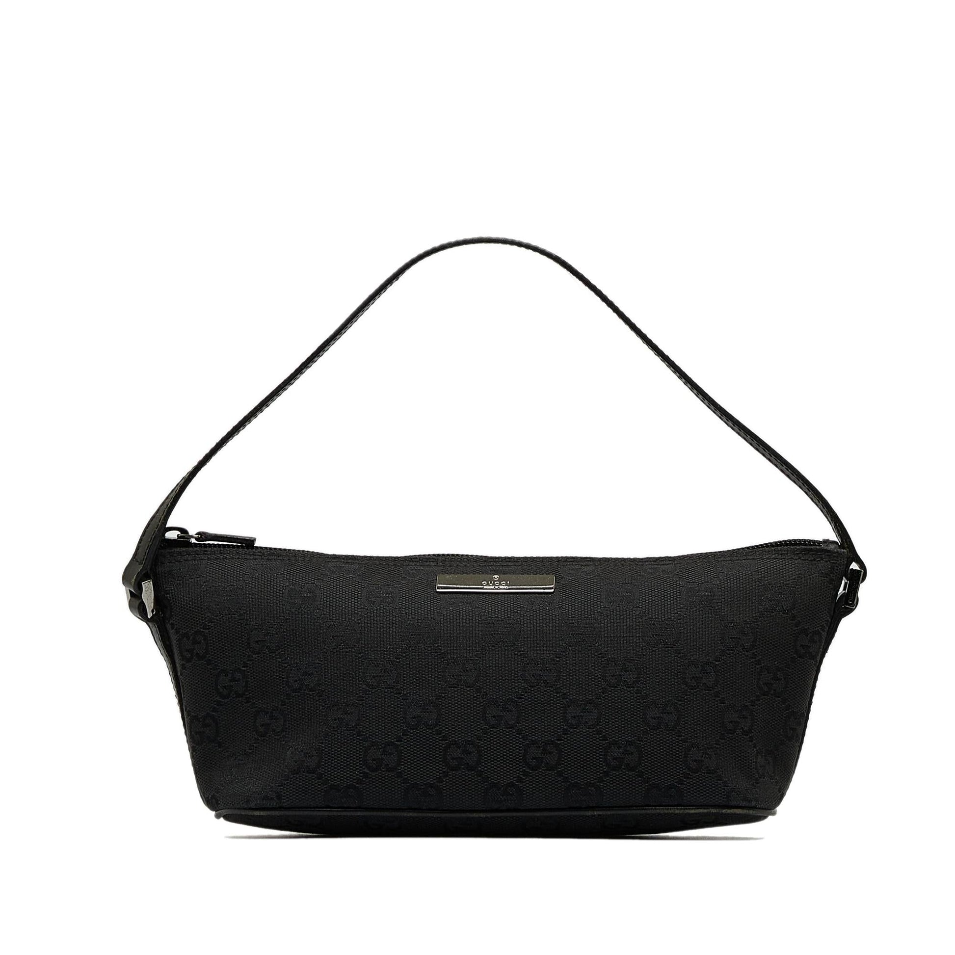 Gucci GG Boat SHG-3ZPDWZ Canvas Calf Black Handbag