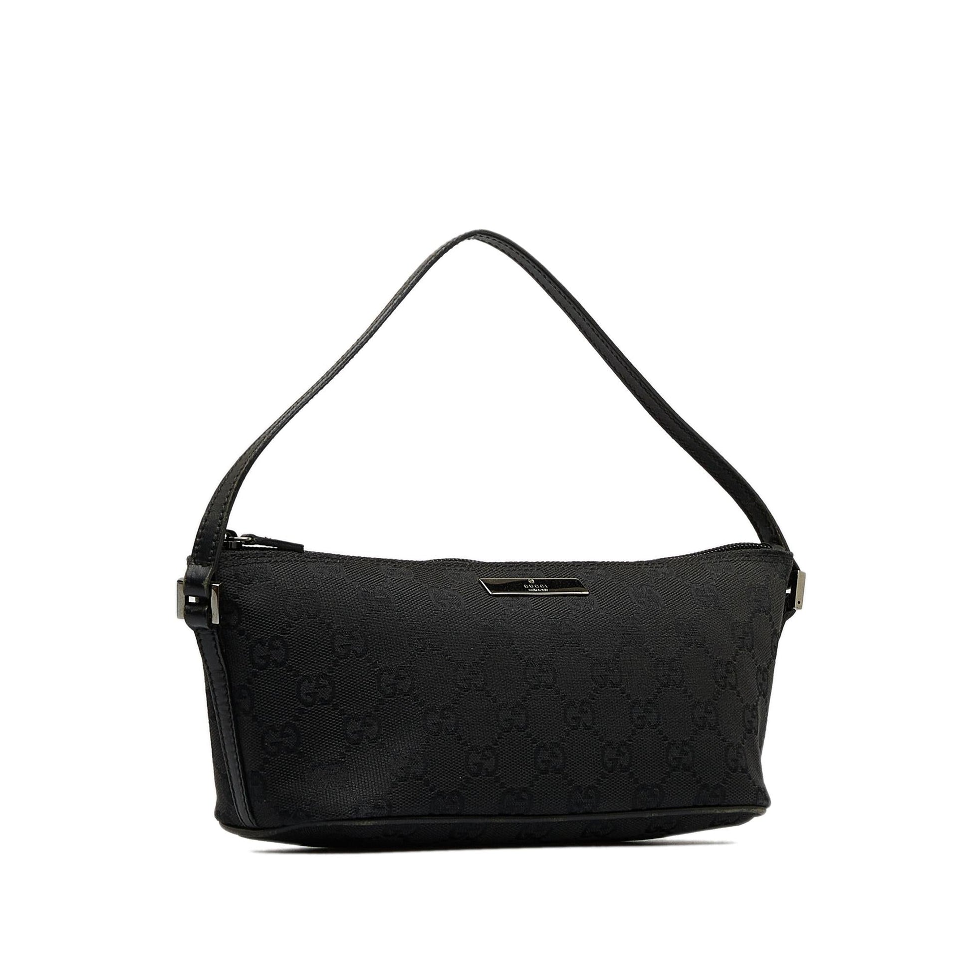 Gucci GG Boat SHG-3ZPDWZ Canvas Calf Black Handbag