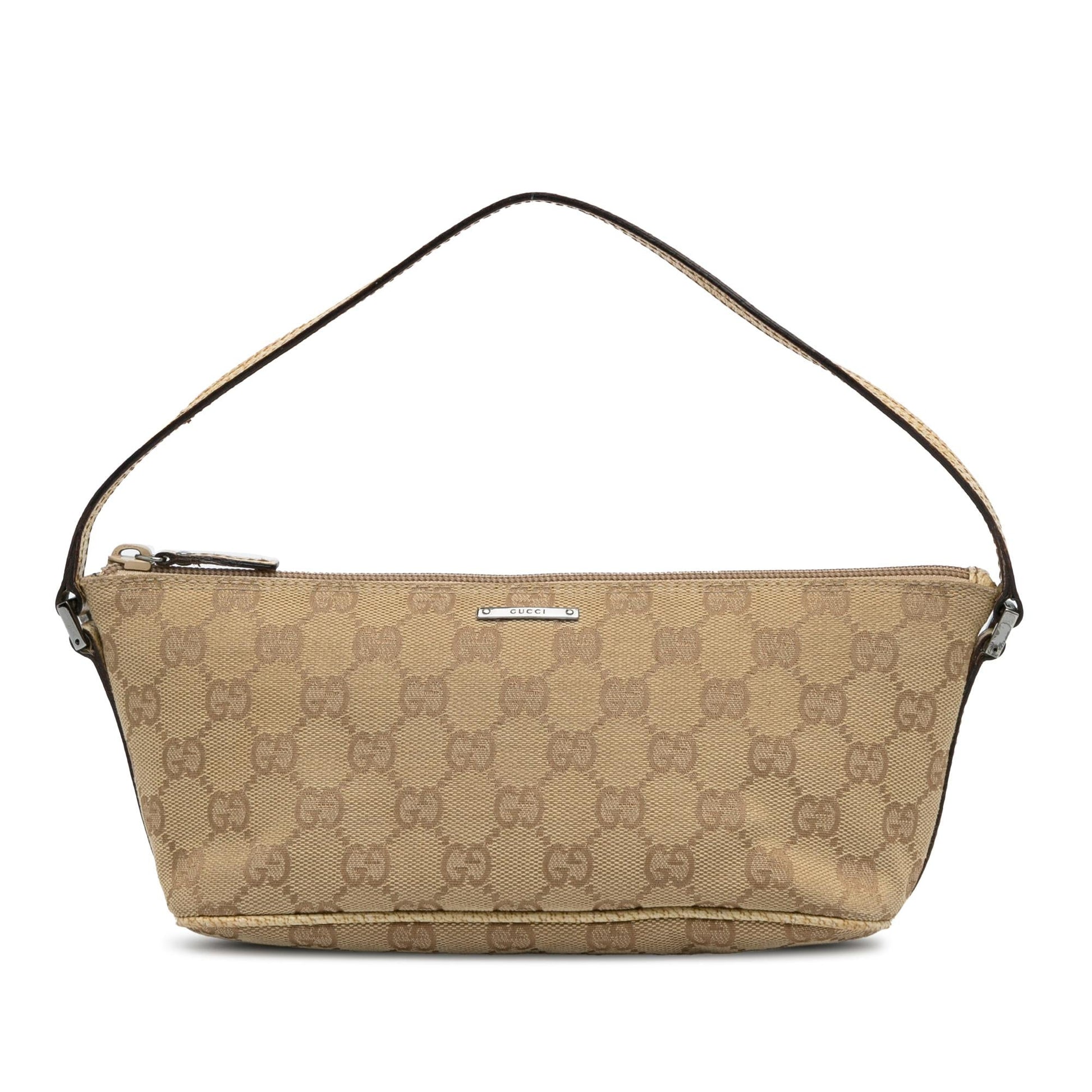 Gucci GG Boat SHG-E9ftJ8 Canvas Calf Brown Handbag