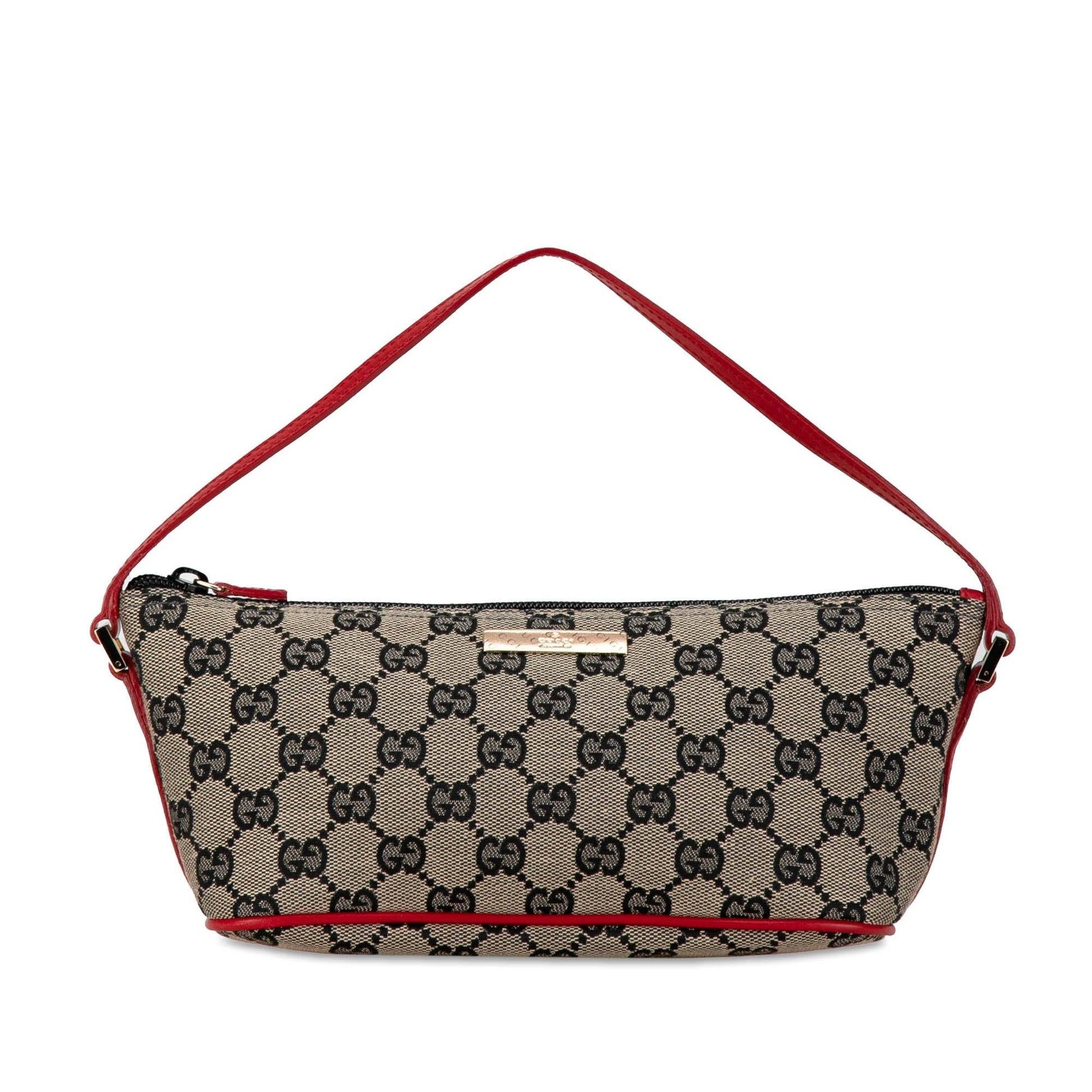 Gucci GG Boat SHG-X58v2X Canvas Calf Brown Red Shoulder Bag
