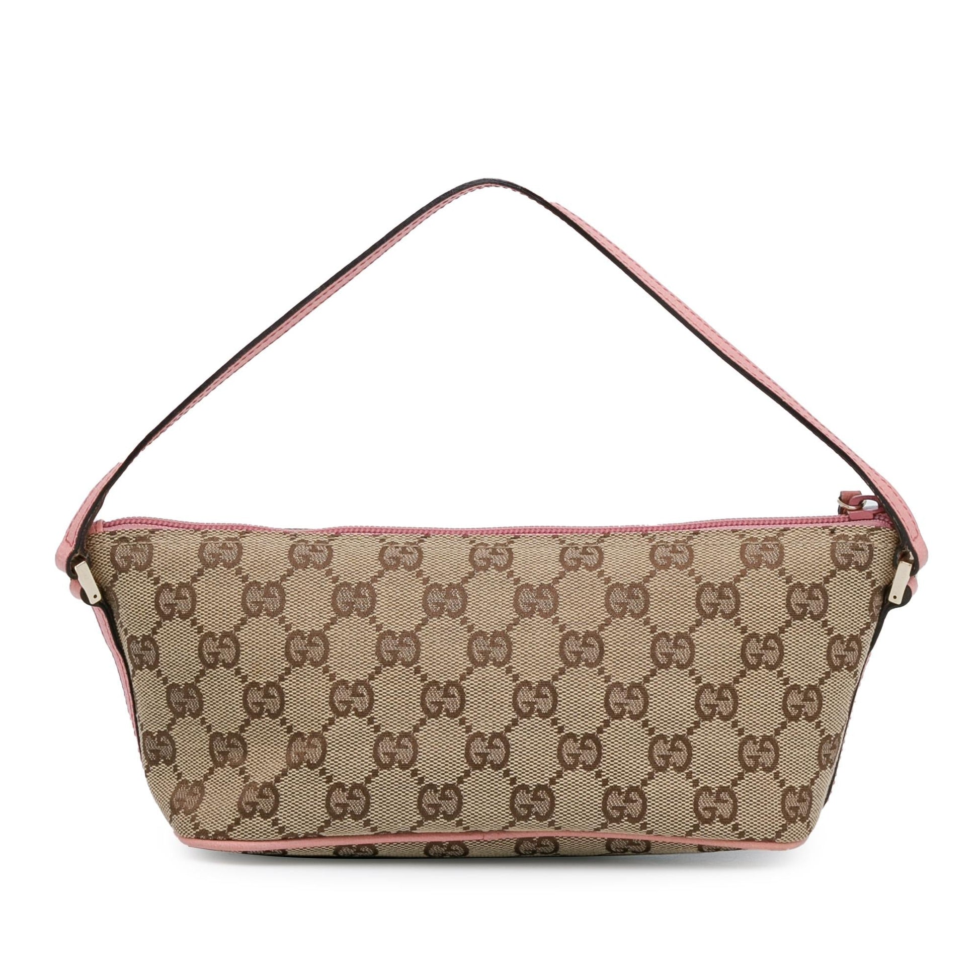 Gucci GG Boat SHG-hIiwhN Canvas Calf Brown Pink Shoulder Bag