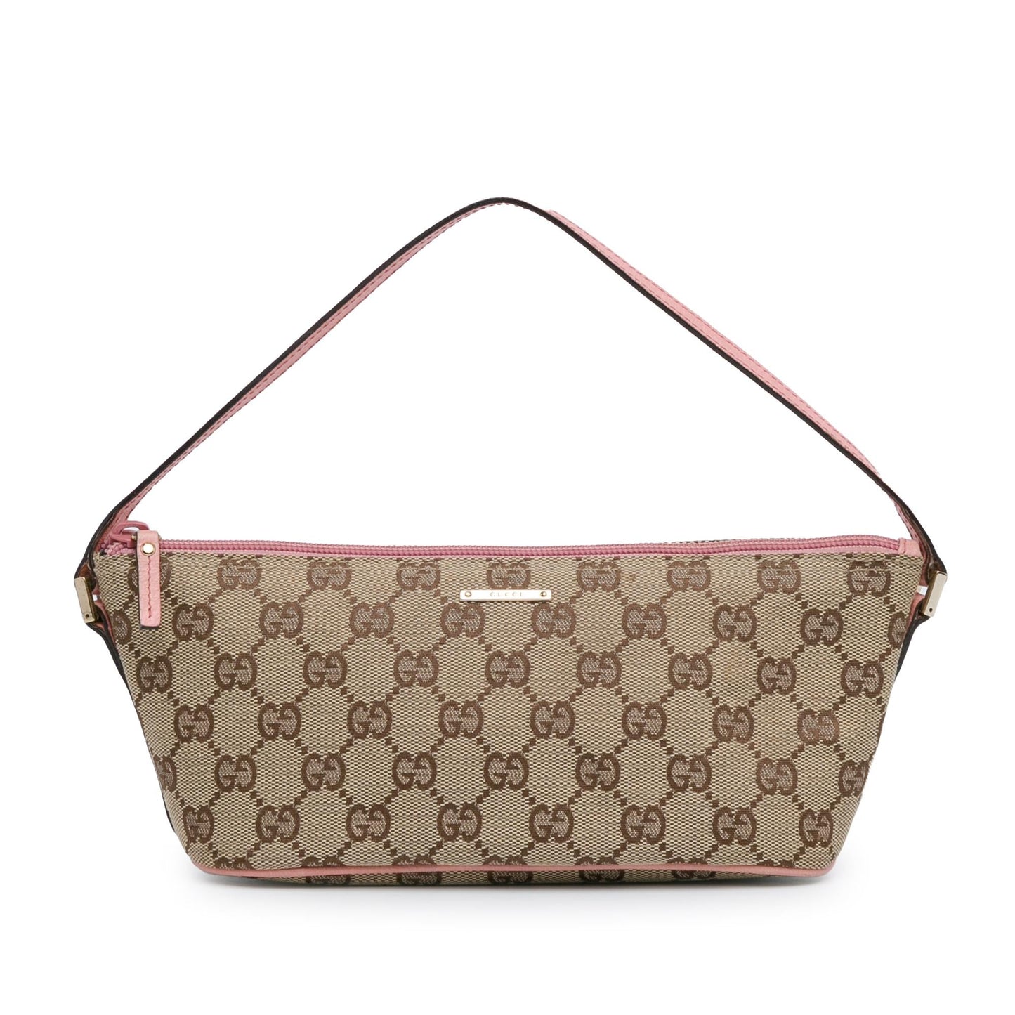 Gucci GG Boat SHG-hIiwhN Canvas Calf Brown Pink Shoulder Bag
