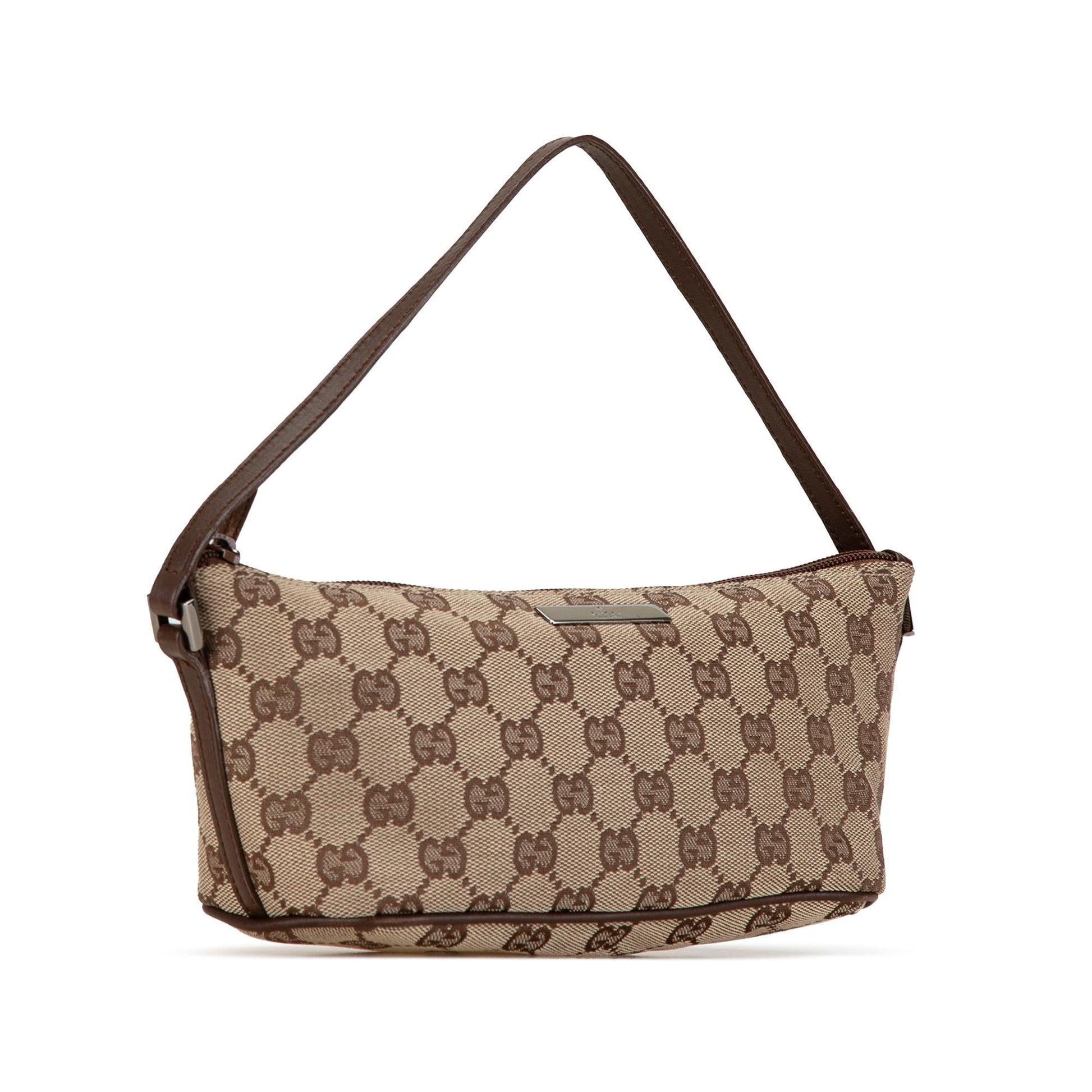 Gucci GG Boat SHG-rBBcns Canvas Calf Brown Shoulder Bag