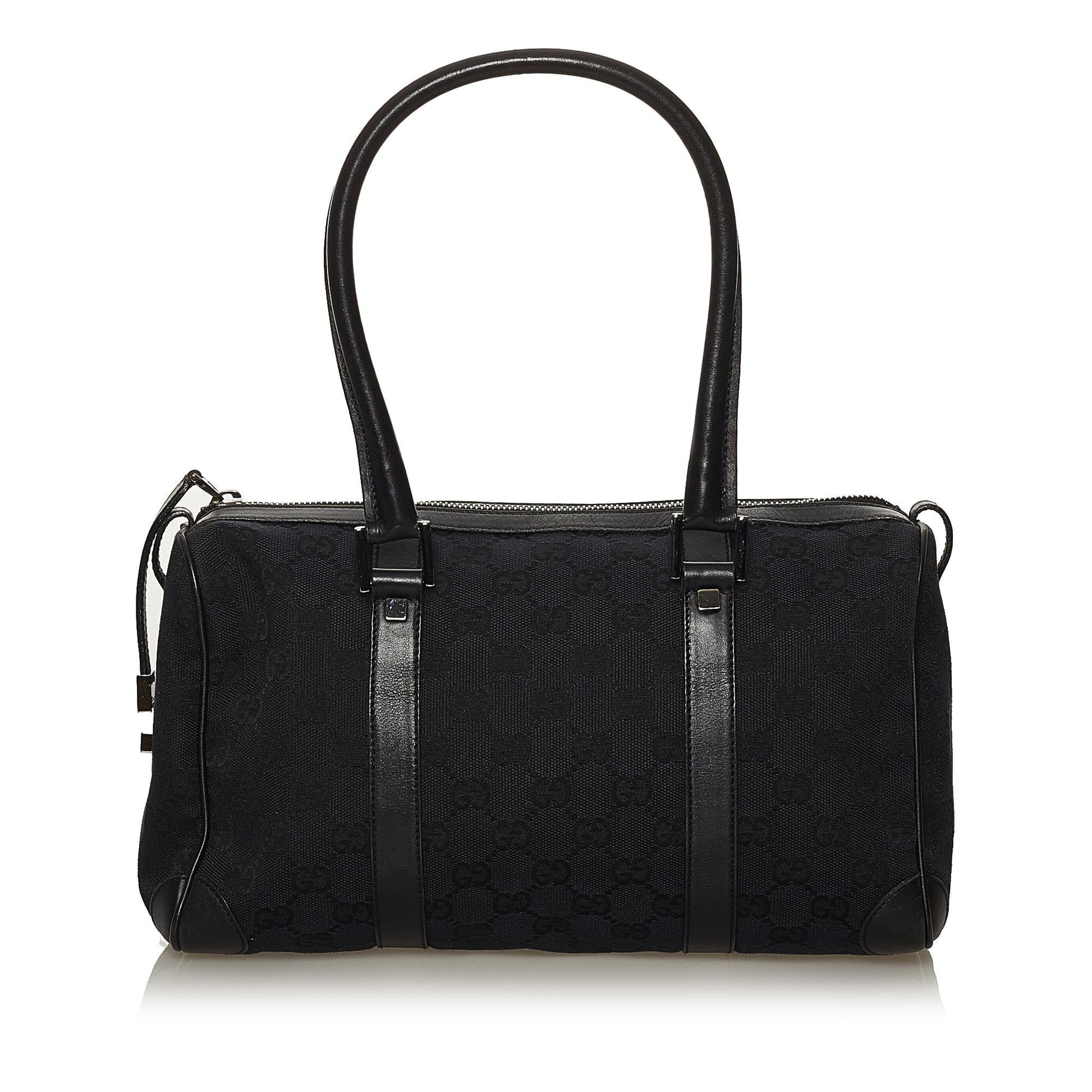 Gucci GG Boston SHG Canvas Black Satchel Bag