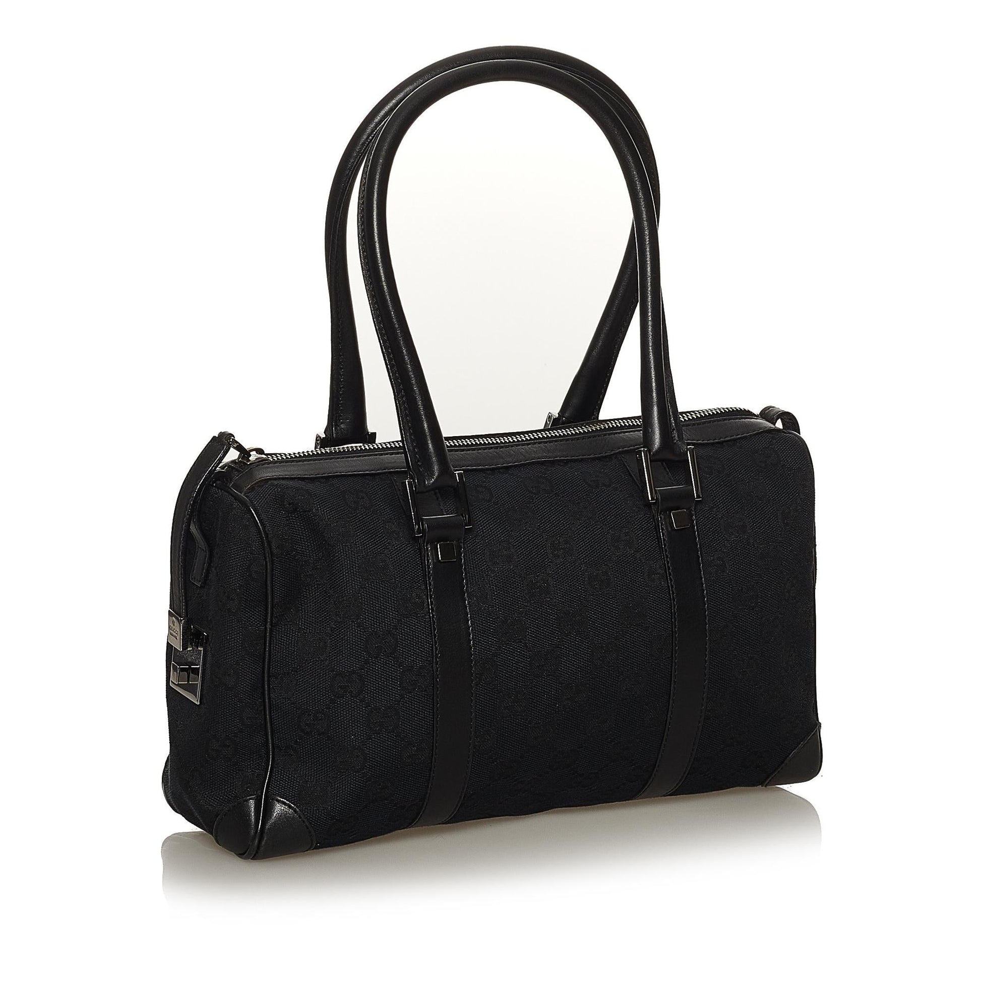Gucci GG Boston SHG Canvas Black Satchel Bag