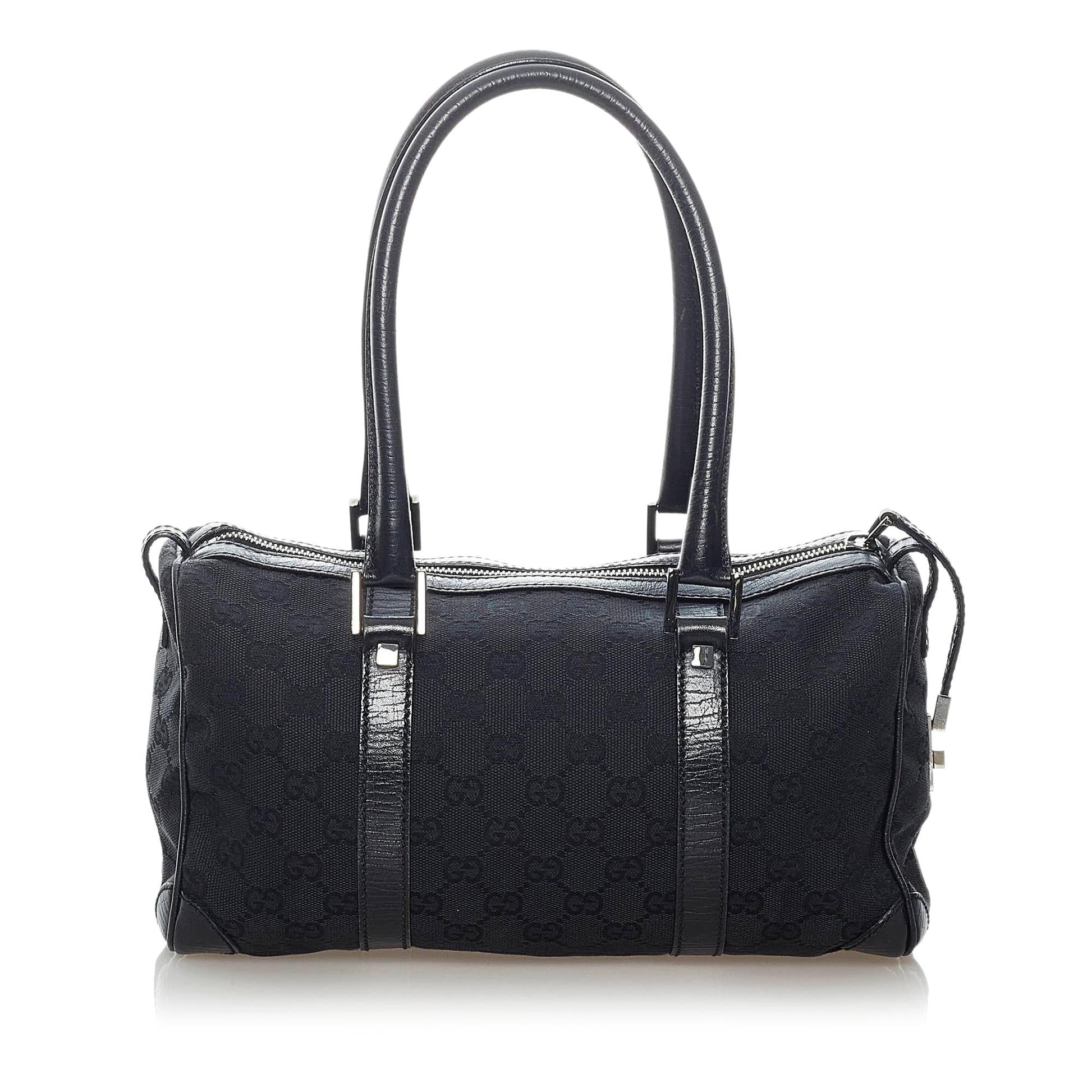 Gucci GG Boston SHG Canvas Black Satchel Bag 4