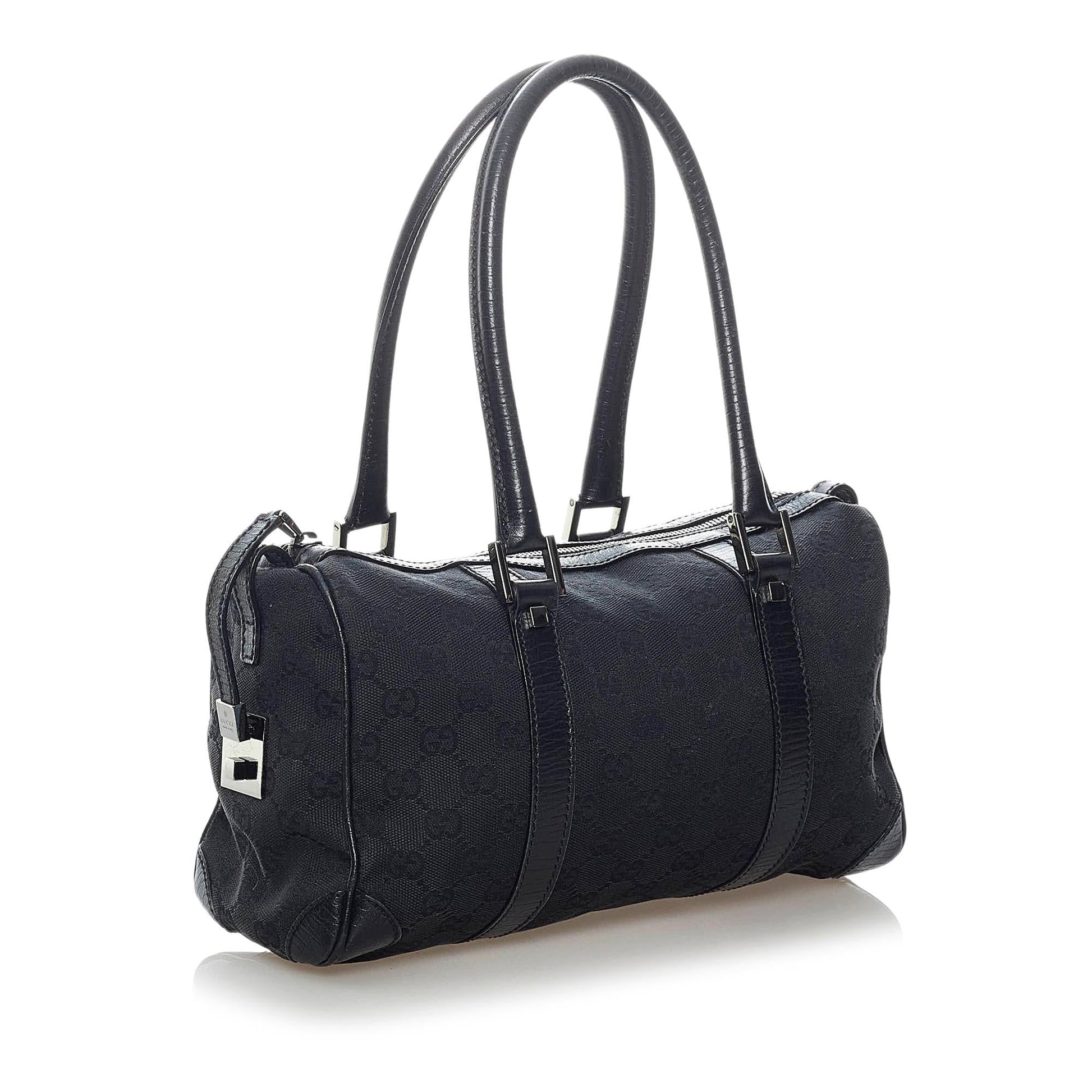 Gucci GG Boston SHG Canvas Black Satchel Bag 4