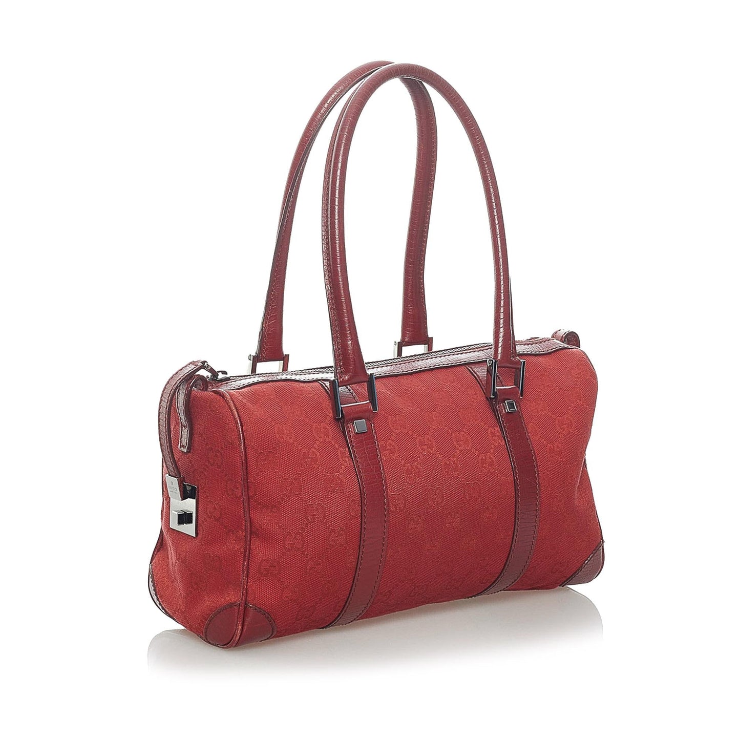 Gucci GG Boston SHG Canvas Calf Red Satchel Bag