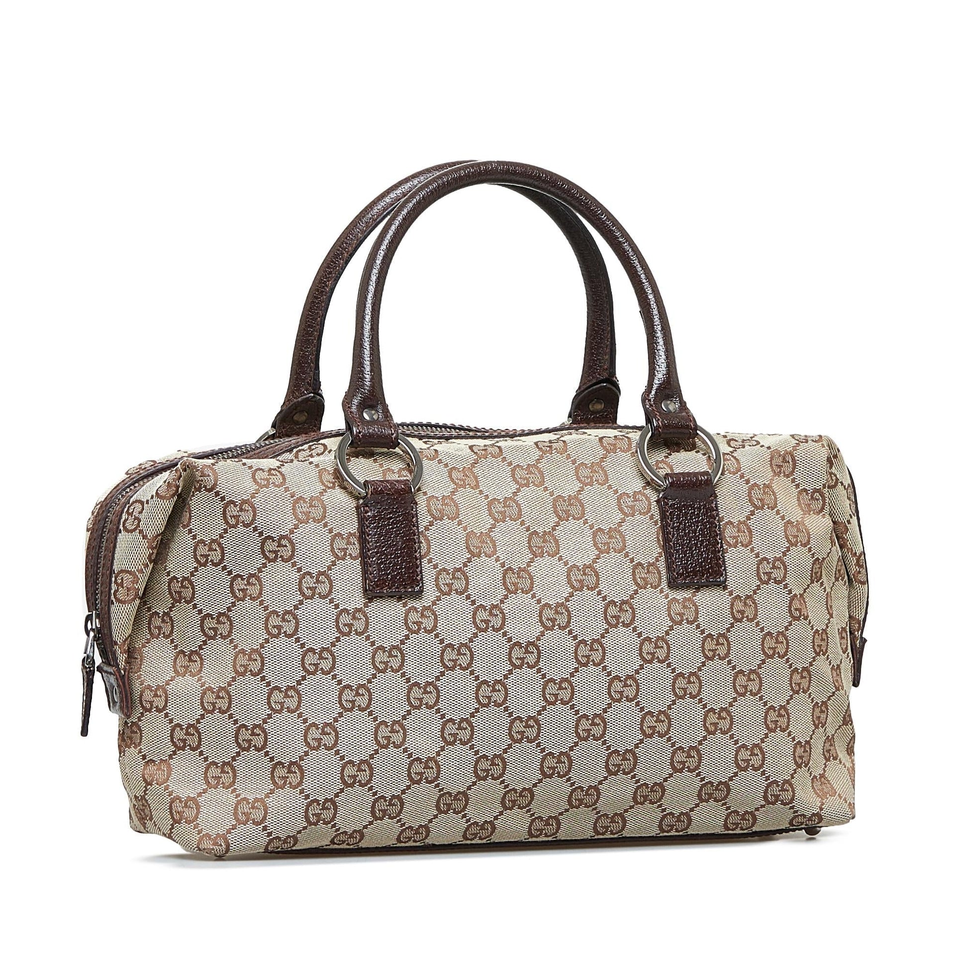 Gucci GG Boston SHG-aIpKEx Canvas Calf Brown Satchel Bag