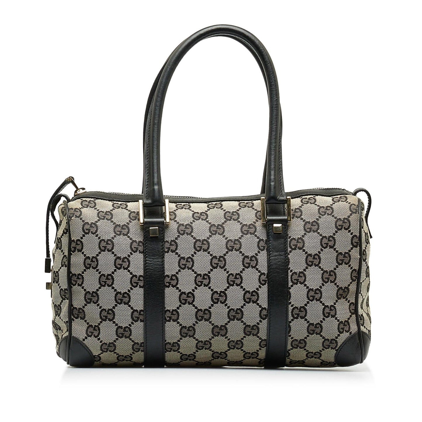Gucci GG Boston SHG-l522aR Canvas Calf Black Grey Satchel Bag