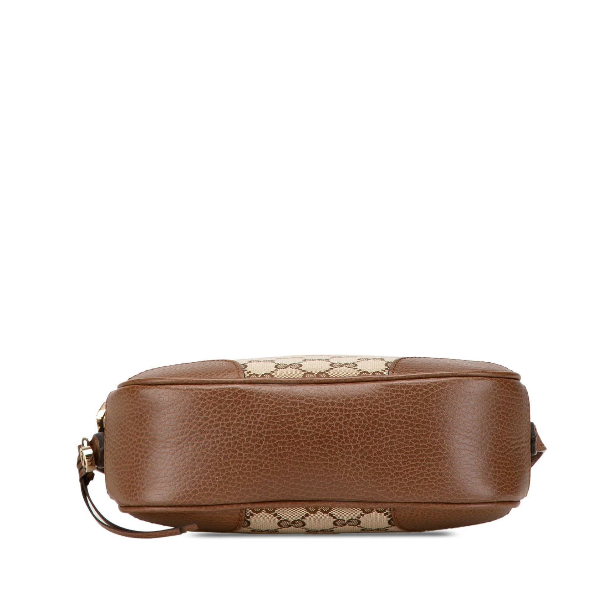 Gucci GG Bree Canvas Calf Brown Crossbody Bag Shg A74R5D