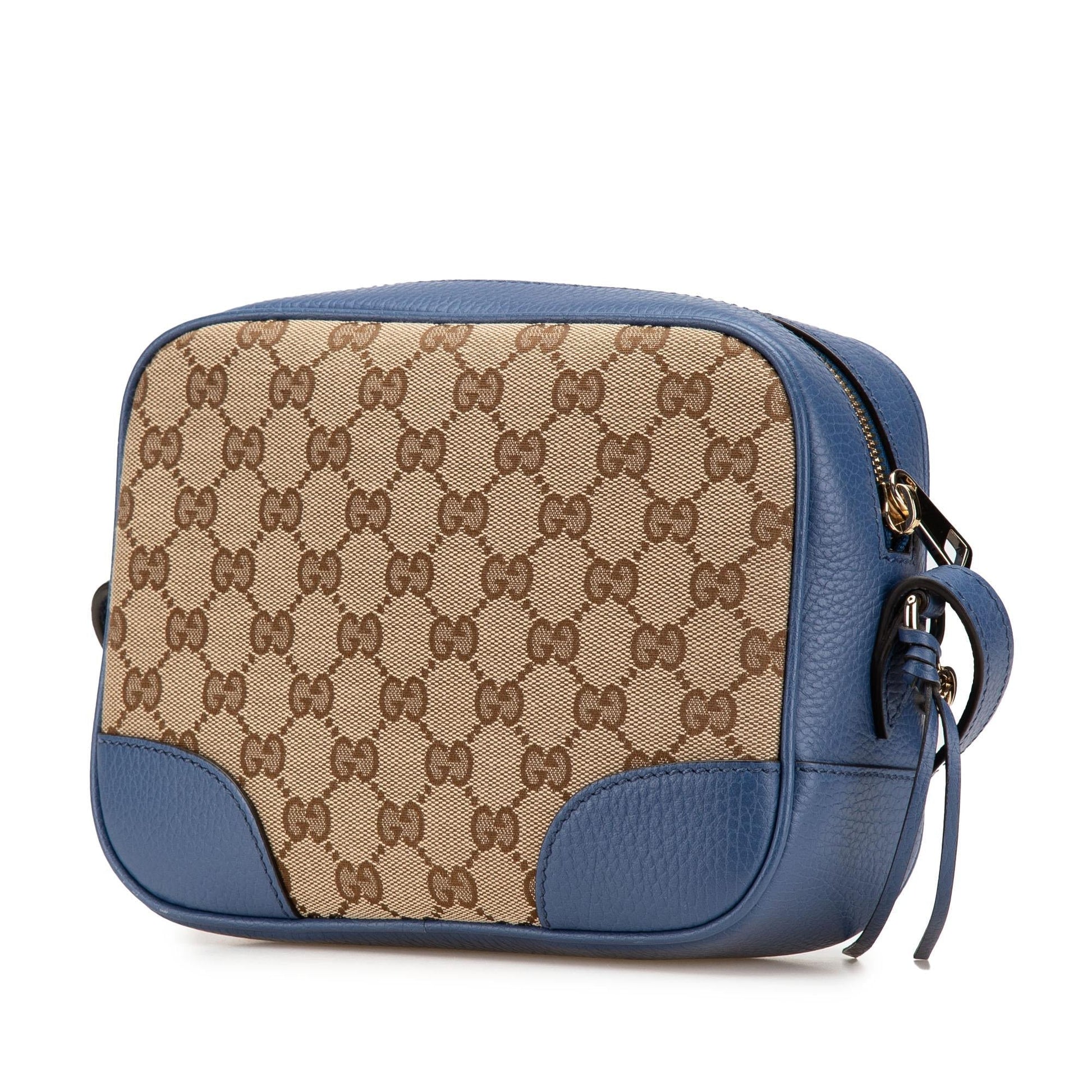 Gucci GG Bree Canvas Calf Brown Blue Crossbody Bag