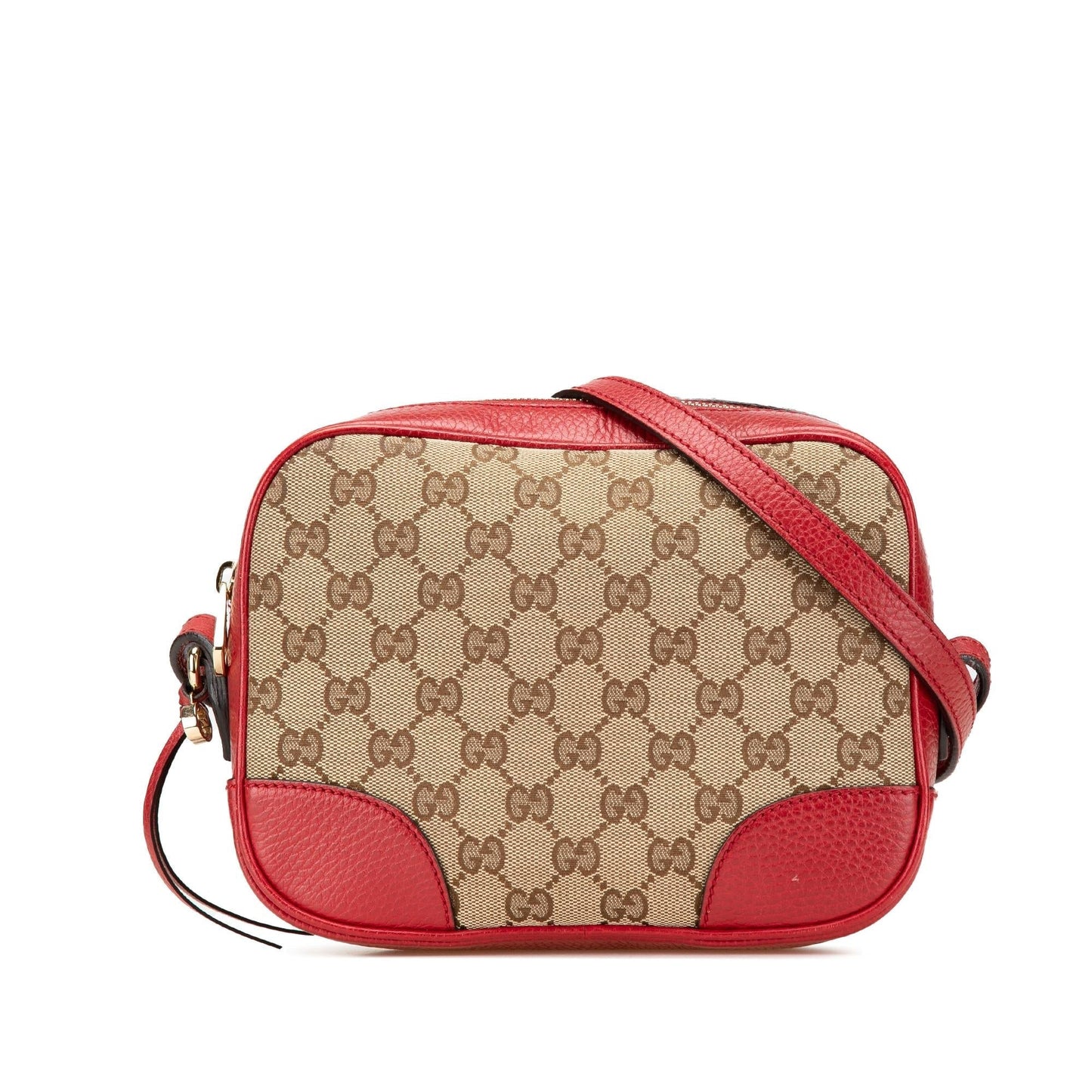 Gucci GG Bree Canvas Calf Brown Red Crossbody Bag