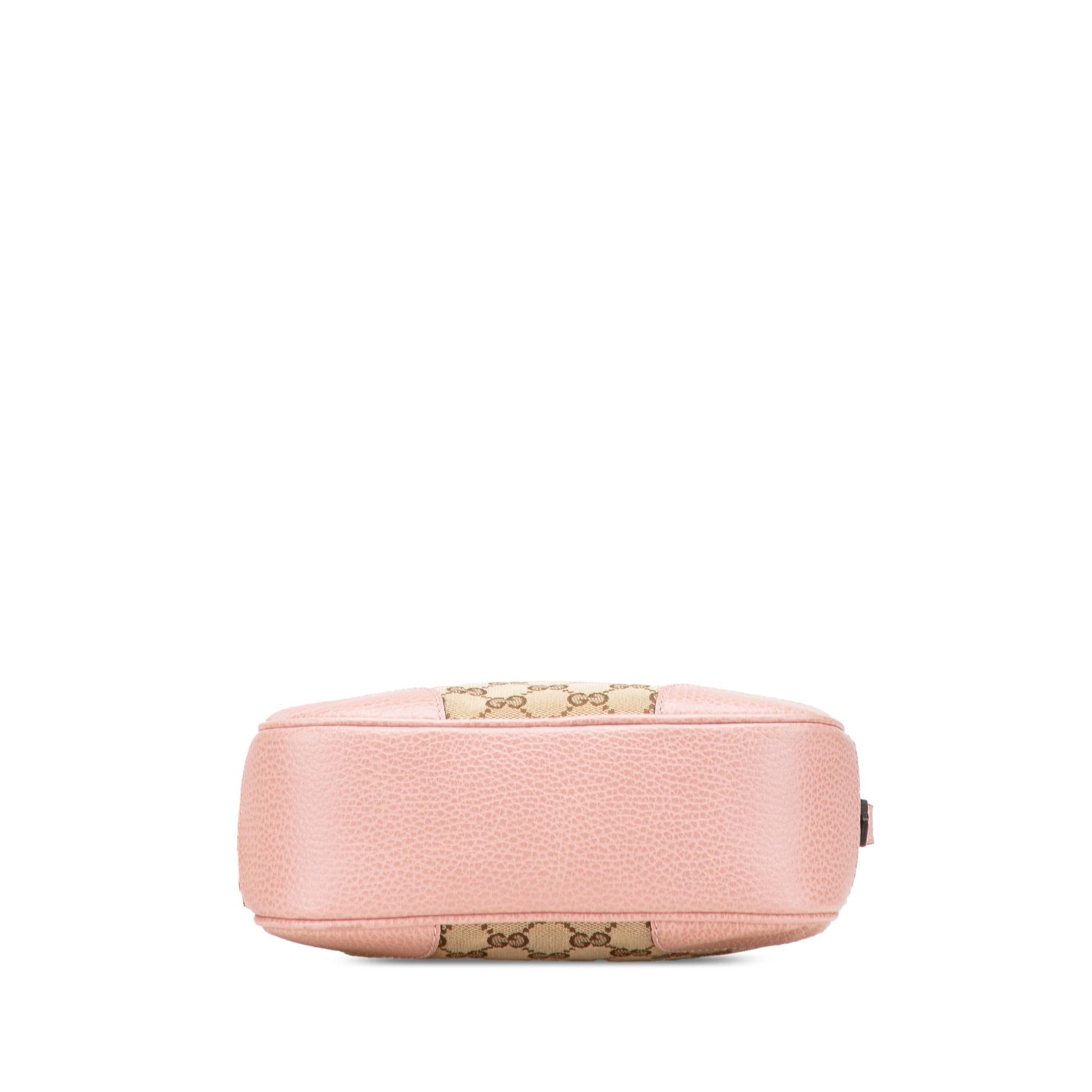 Gucci GG Bree Canvas Calf Brown Pink Crossbody Bag